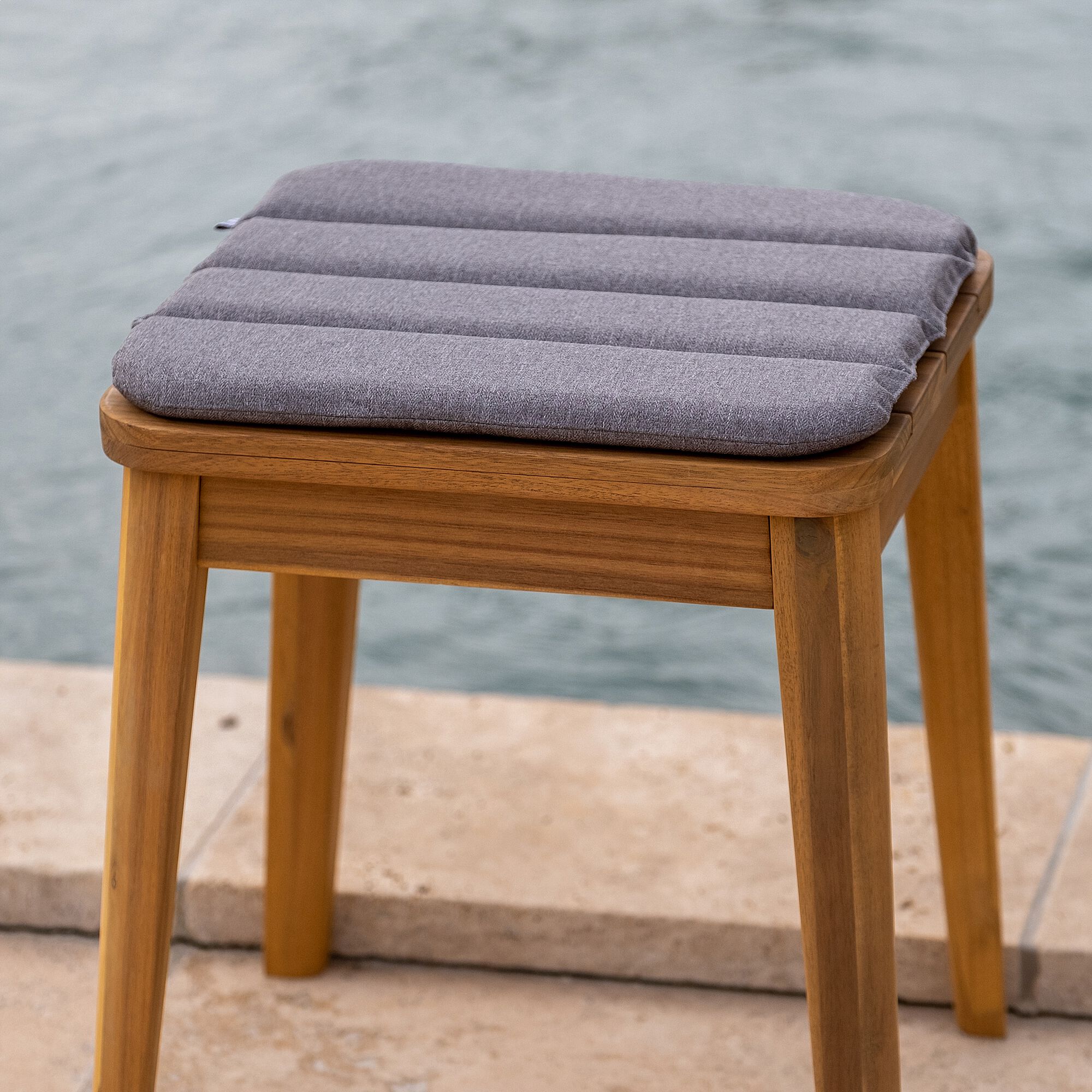 KIKO - Galette de chaise indoor & outdoor en tissu déperlant - gris brorie