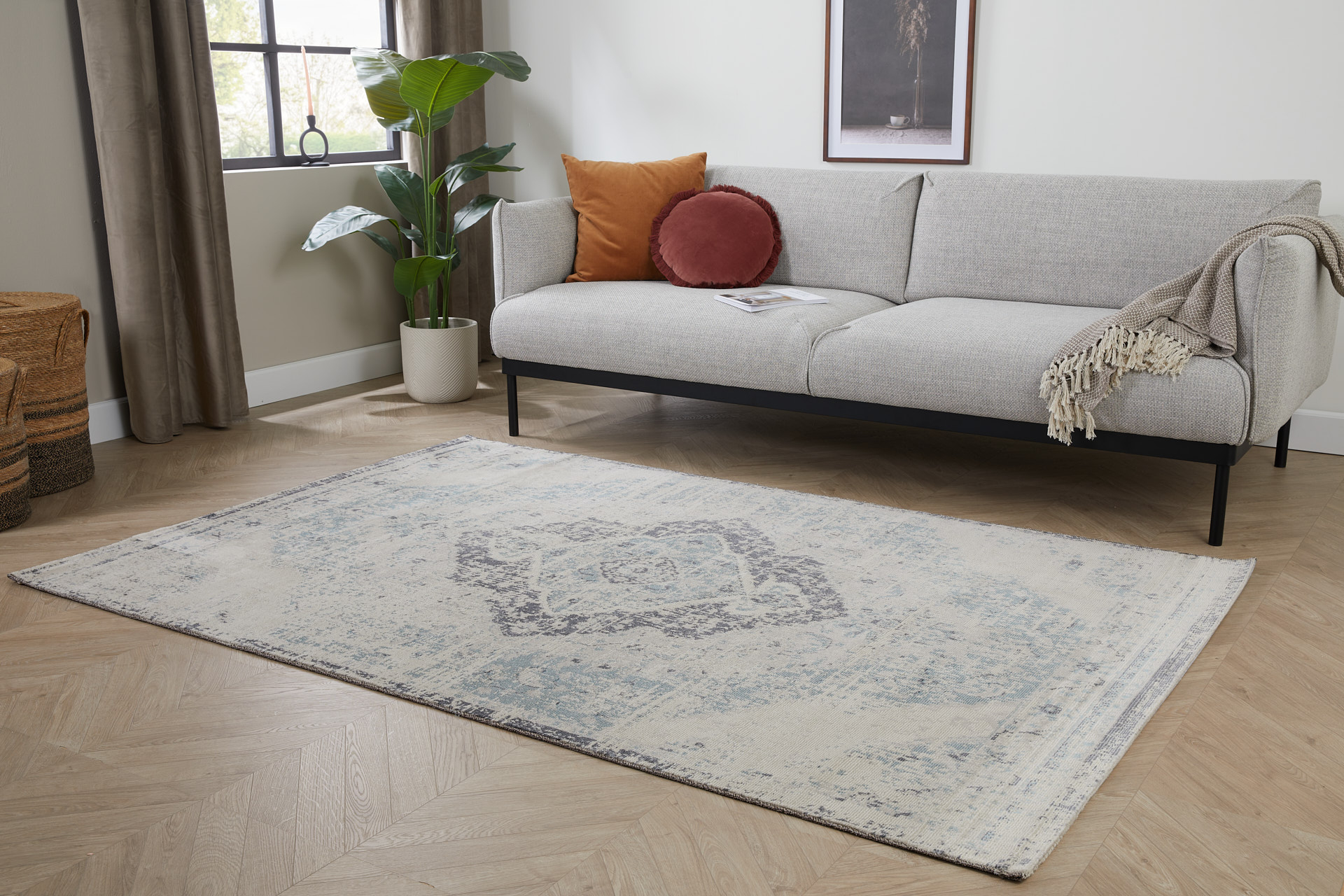 Vloerkleed Aqua Thuy beige/zilver 80x150 cm
