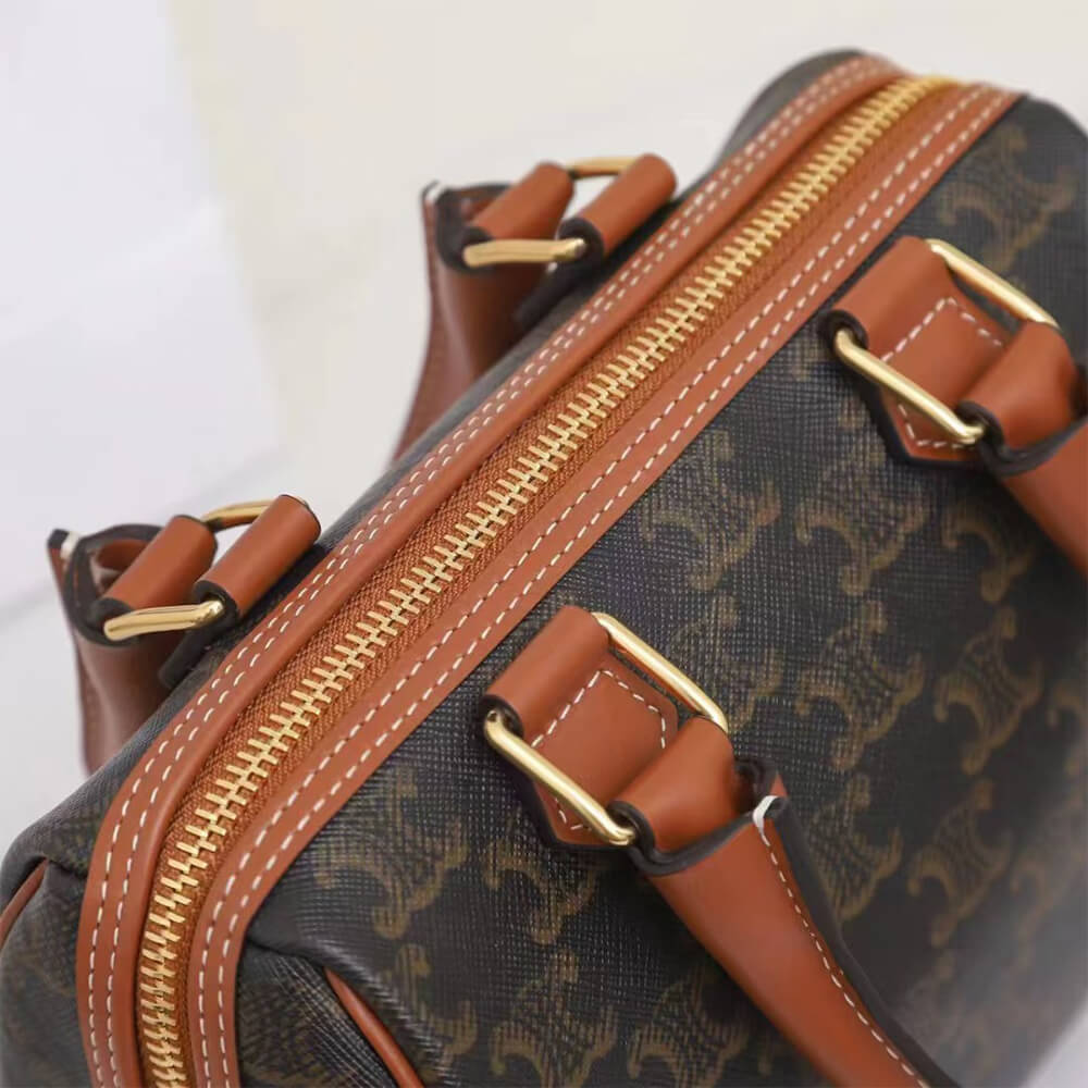 CELINE Small Boston IN Triomphe Canvas and calfskin - Top Club