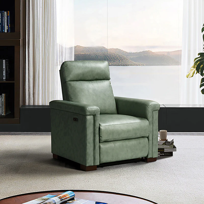 Lea 36.02" Wide Genuine Leather Power Recliner