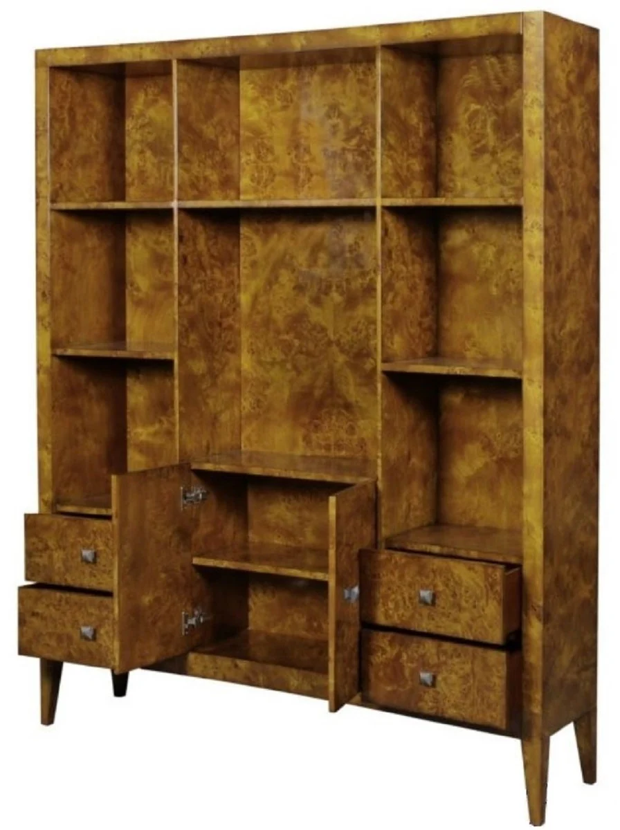 Luxury bookcase with 2 doors and 4 drawers light brown 150 x 35 x H. 190 cm - office cabinet - living room cabinet - luxury quality