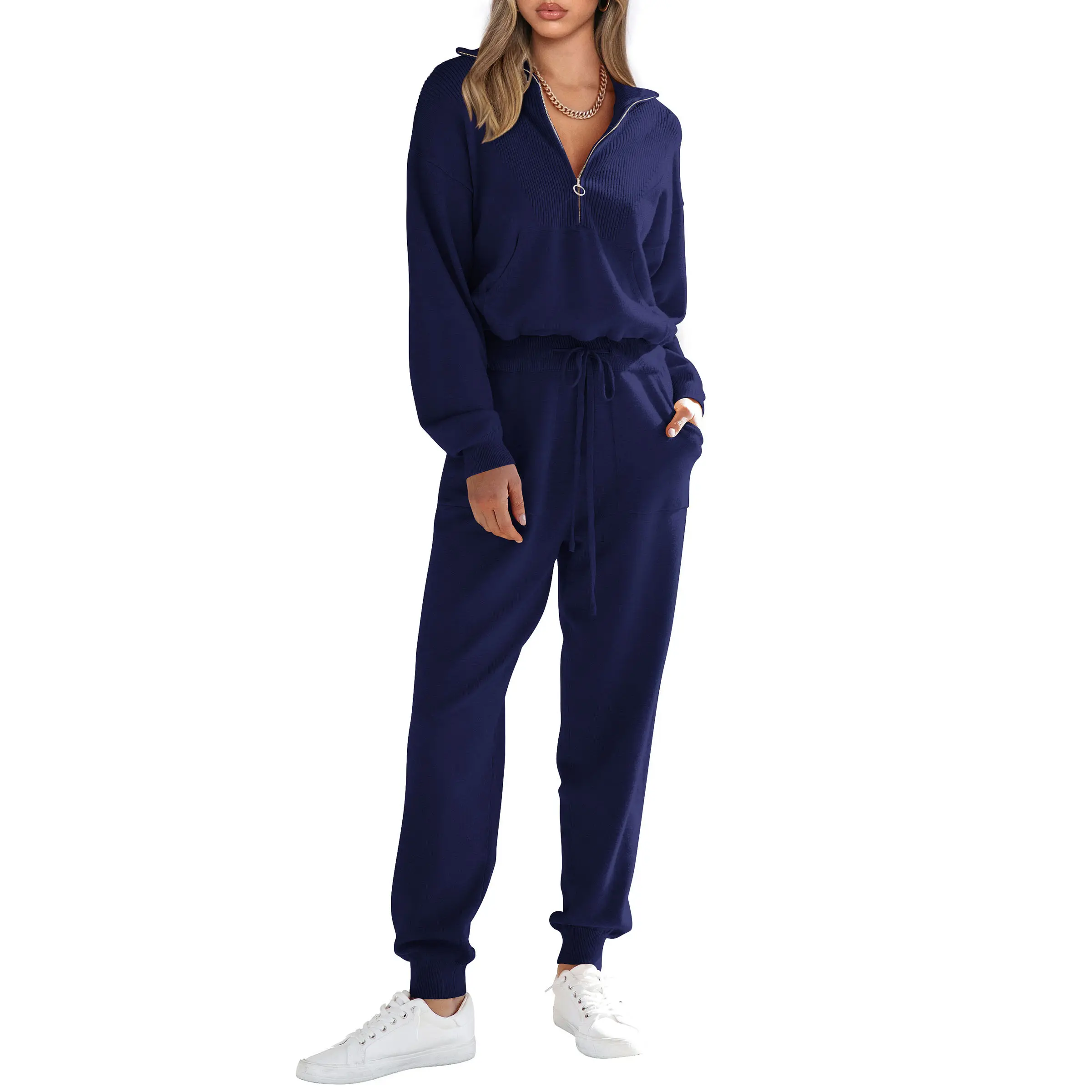PrettyGarden Women's 2-Piece Sweater Set Pullover Zip Up Sweatshirt Jogger Sweatpants Tracksuit Casual Outfit