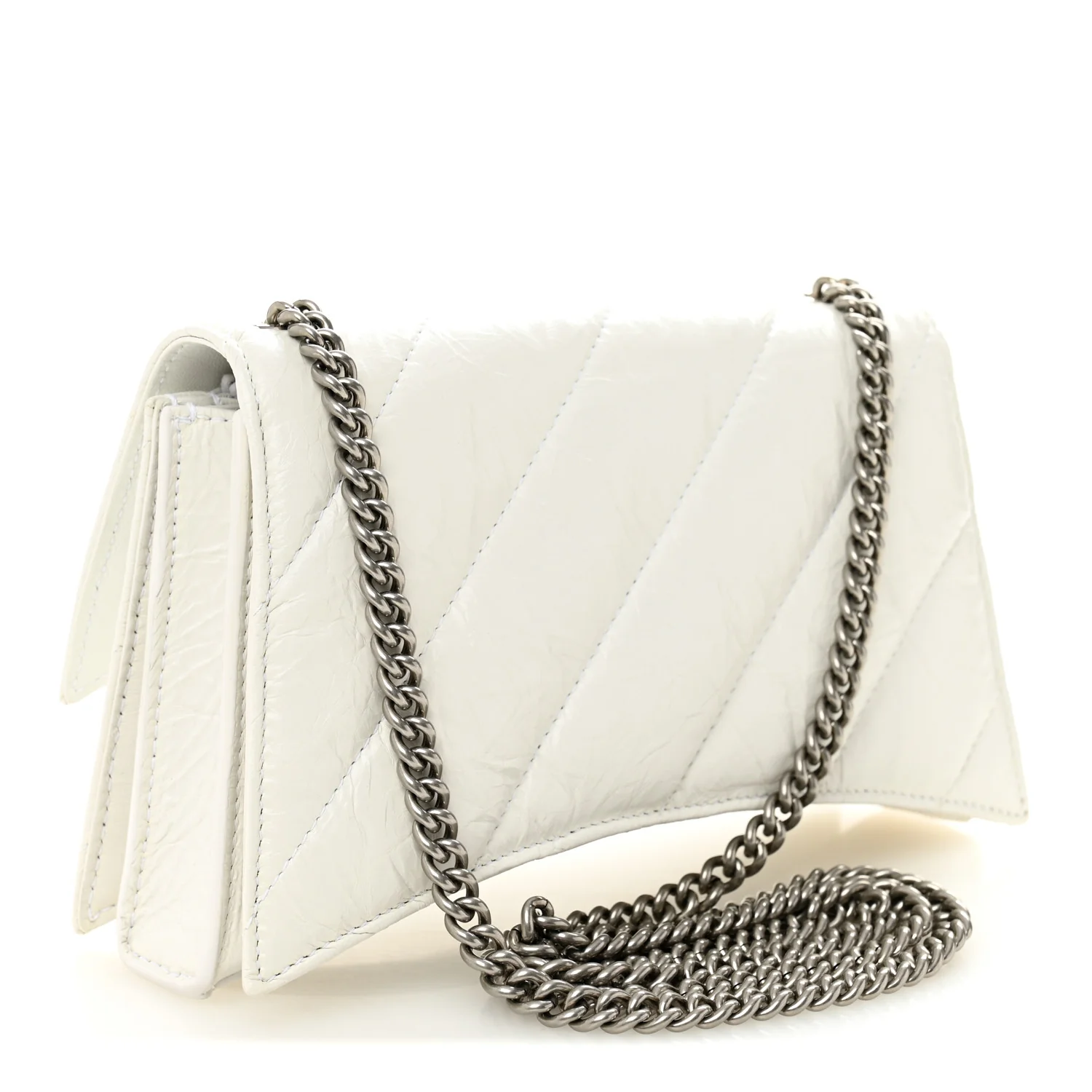 Crushed Calfskin Quilted Small Crush Chain Bag Optic White - Top Club
