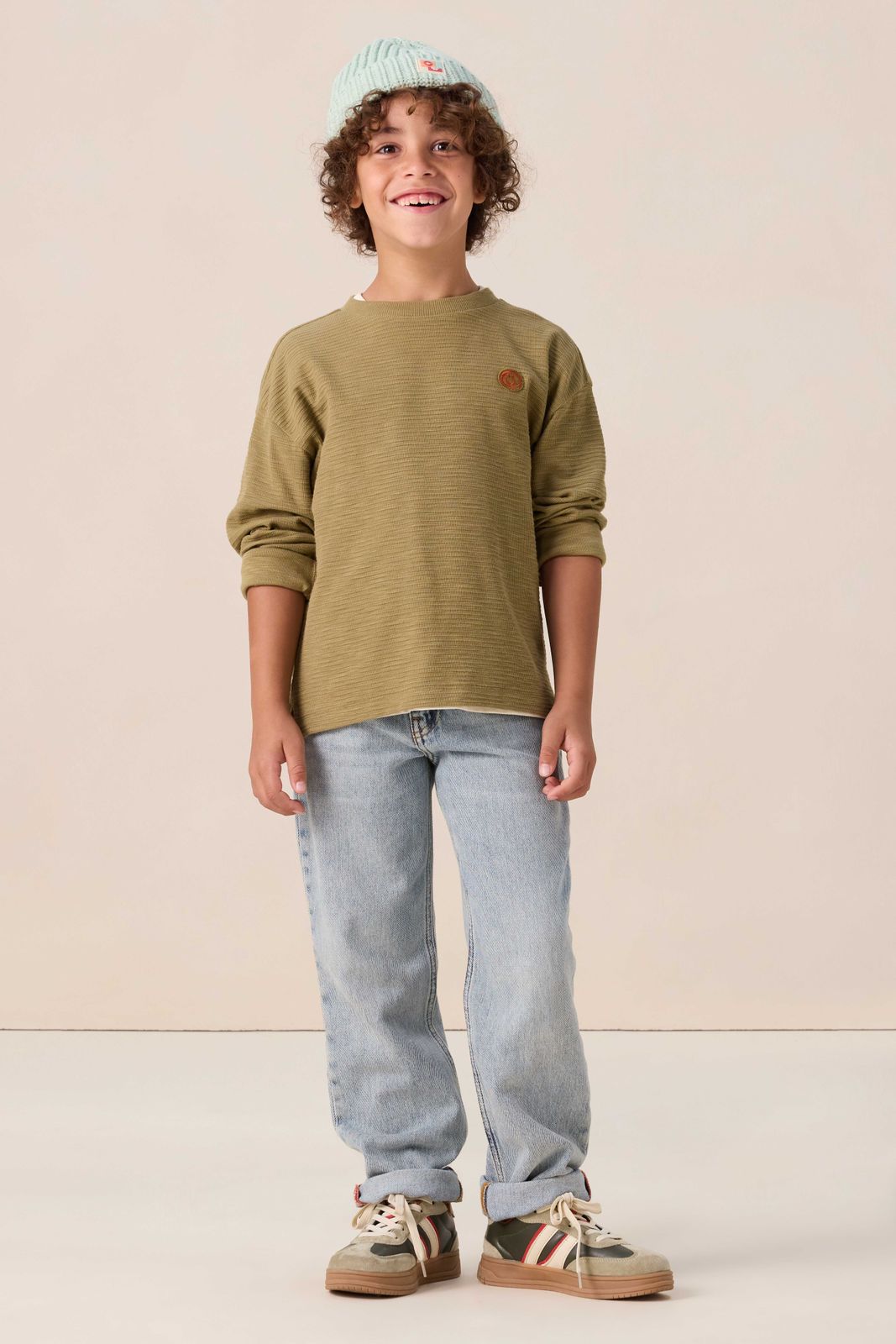 Groene longsleeve met smiley patch