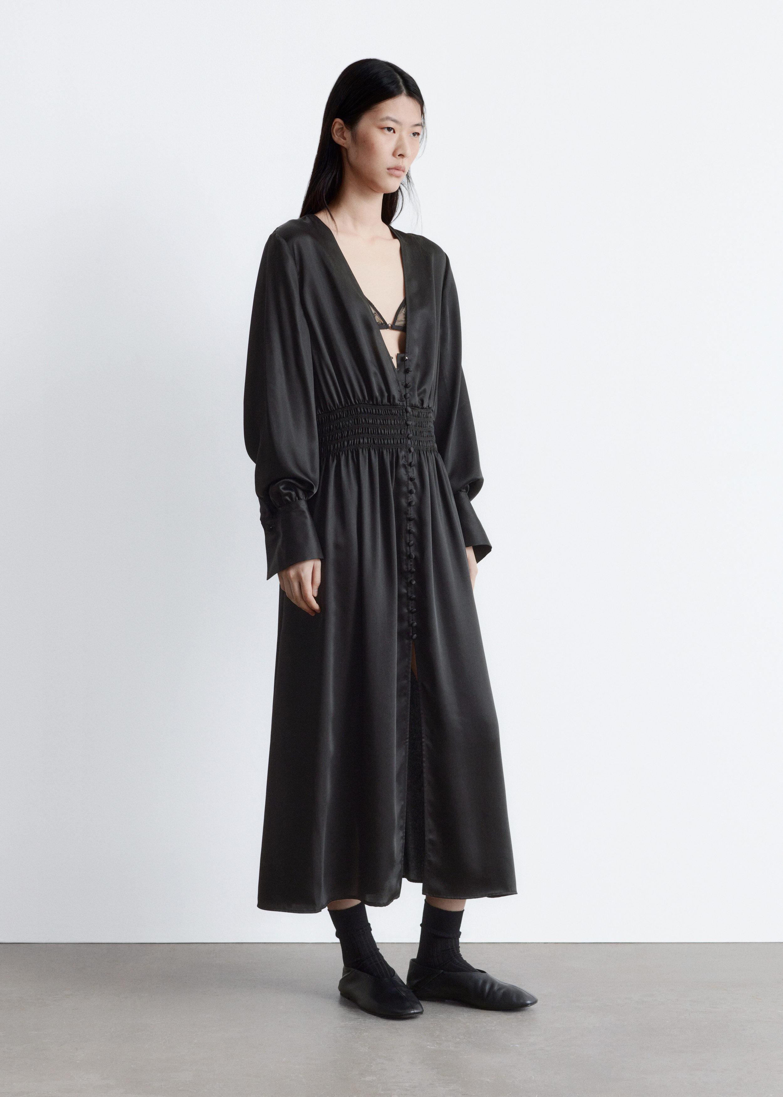 & Other Stories SATIN MIDI SHIRT DRESS