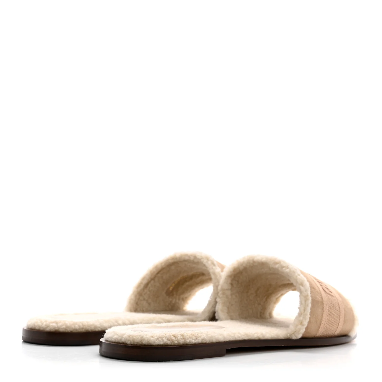 Suede Goatskin Shearling Embroidered Dway Slide Sandals 40.5 Cookie - Top Club