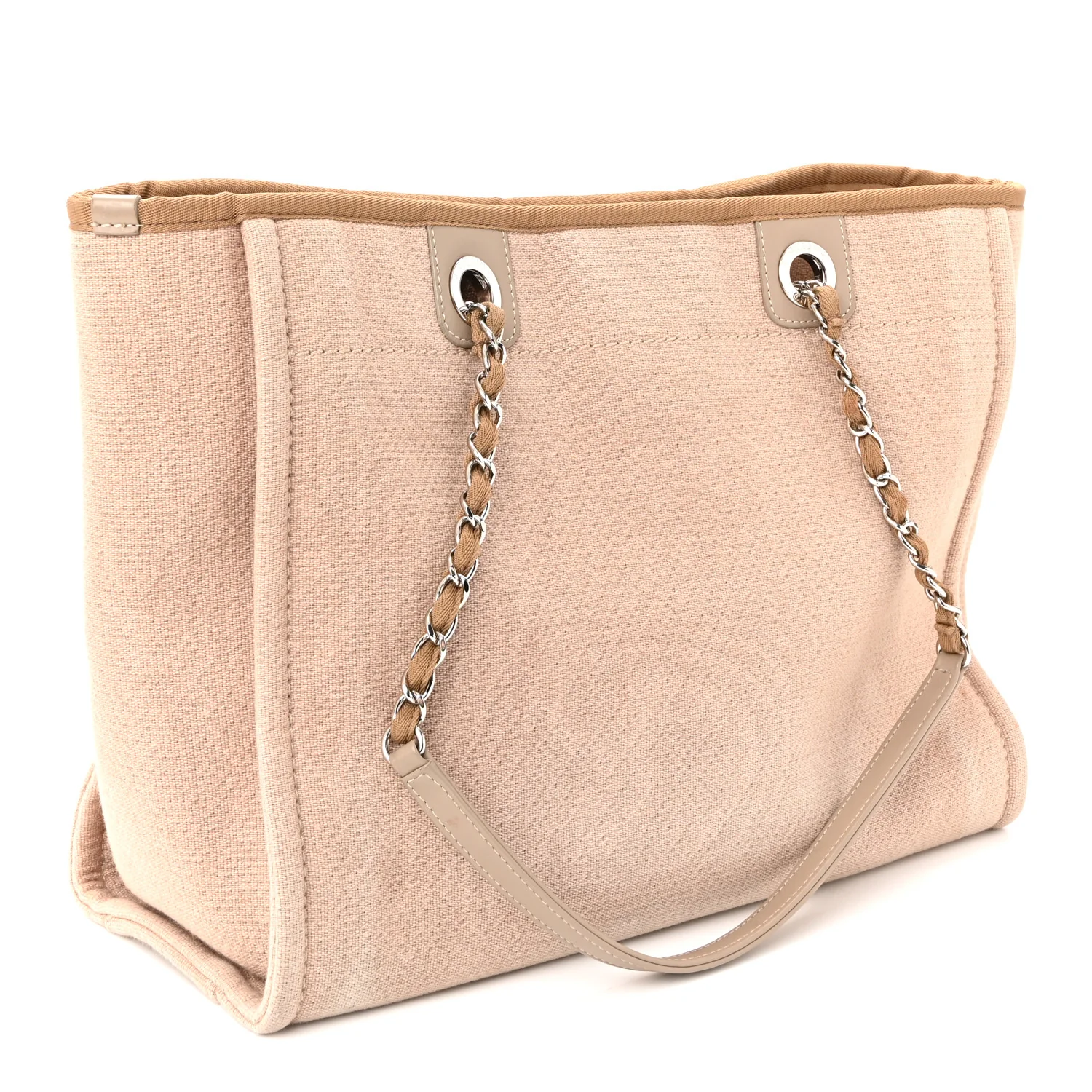 Mixed Fibers Small Deauville Tote Beige - Top Club