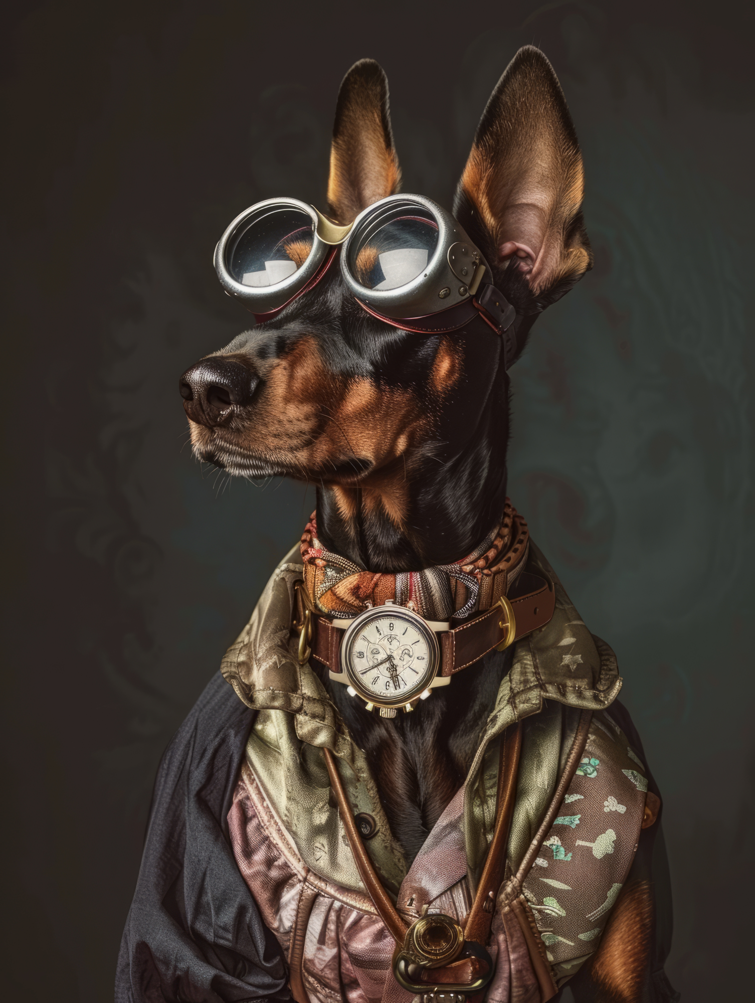 Canvas schilderij van een Doberman Pinscher 100x200 cm