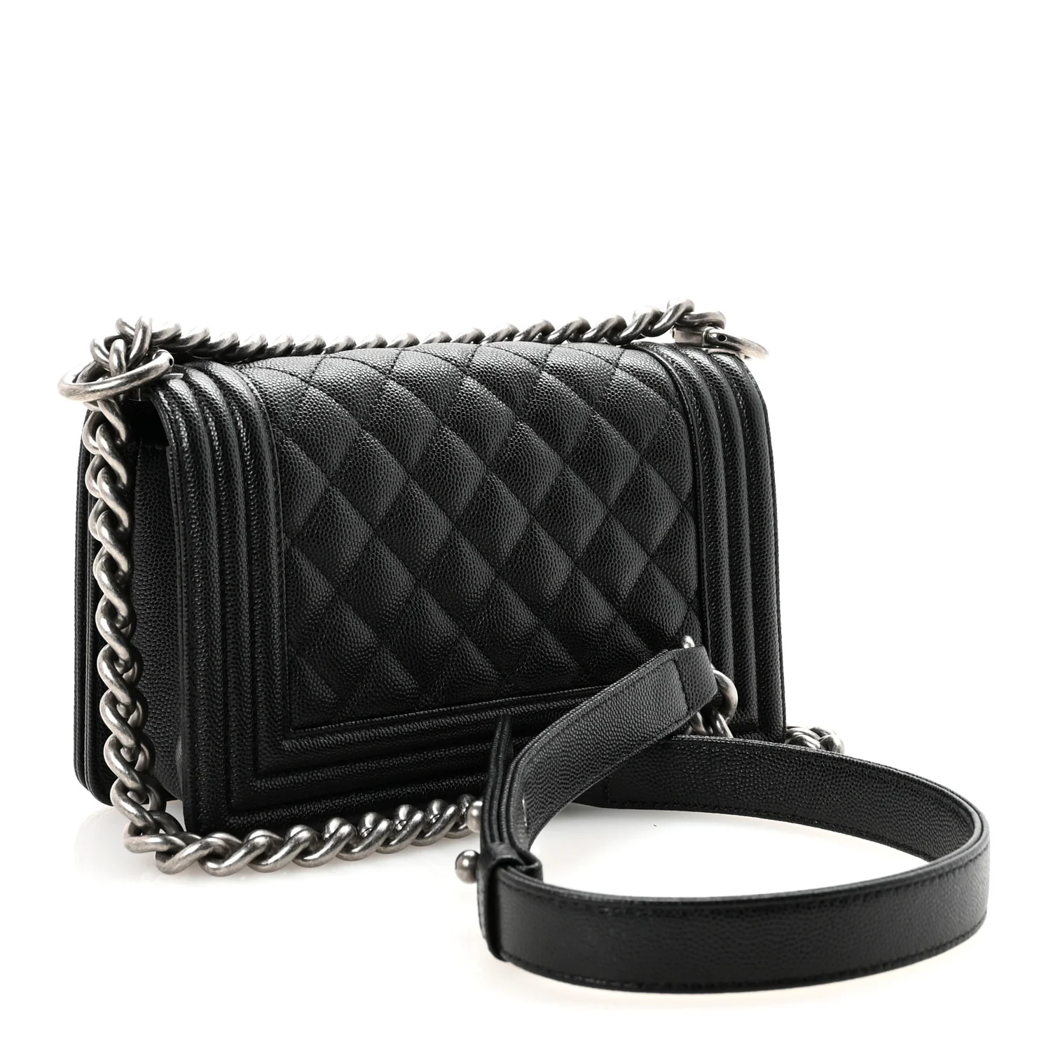 Caviar Quilted Small Boy Flap Black - Top Club
