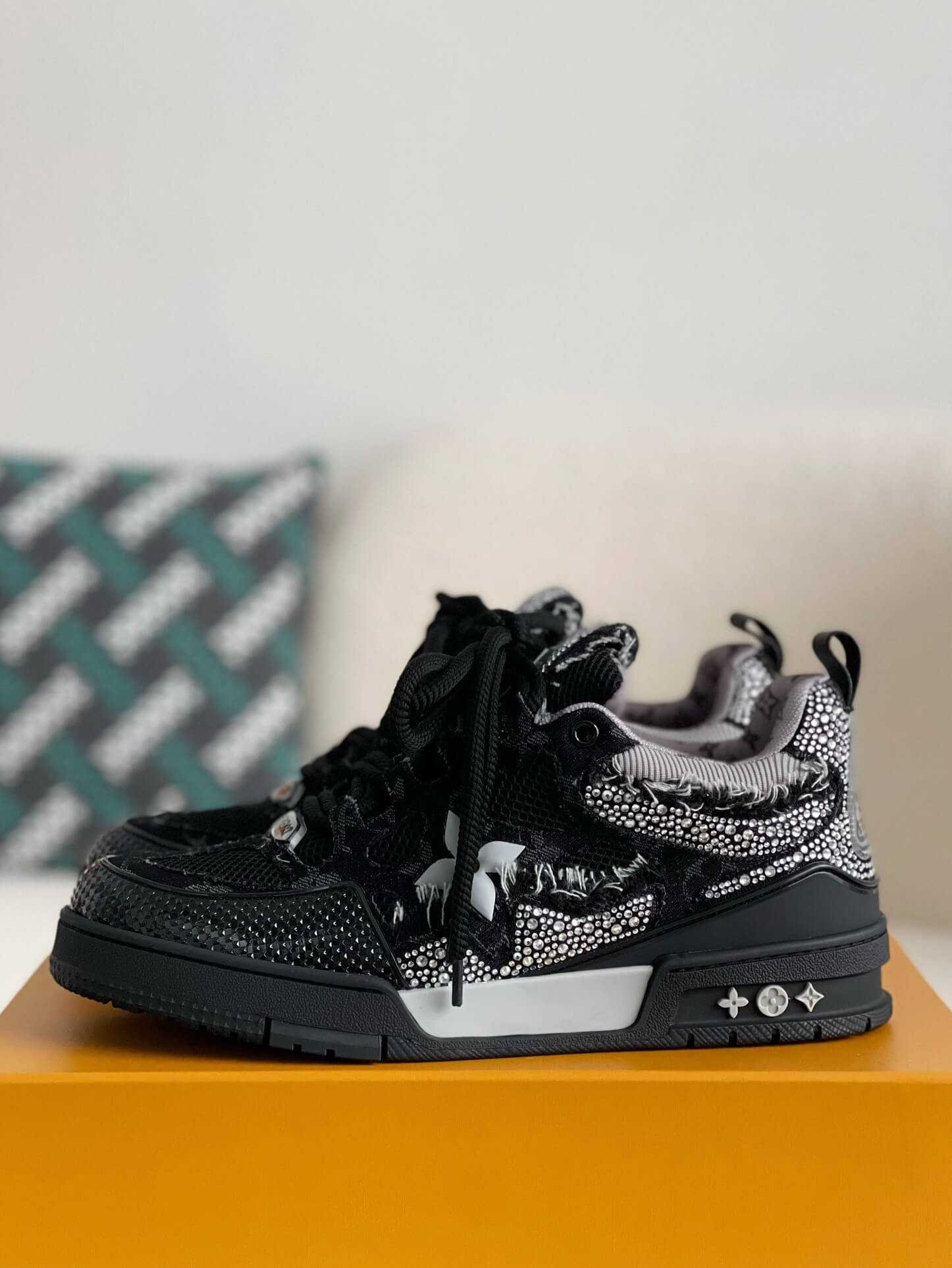 Louis Vuitton LV Skate Trainer Swarovski Crystals Black Sneakers - Sneaker Replica Workshop