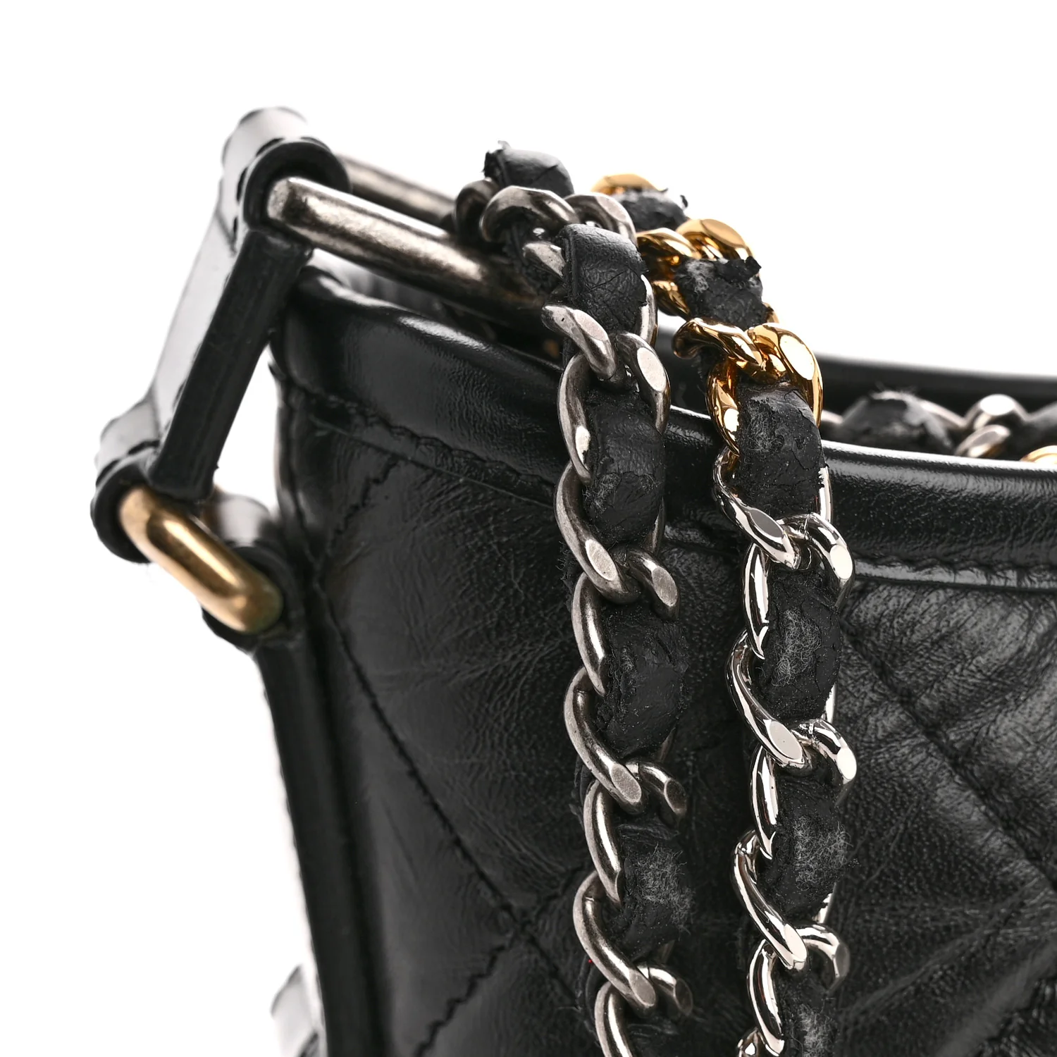 Aged Calfskin Quilted Small Gabrielle Hobo Black - Top Club