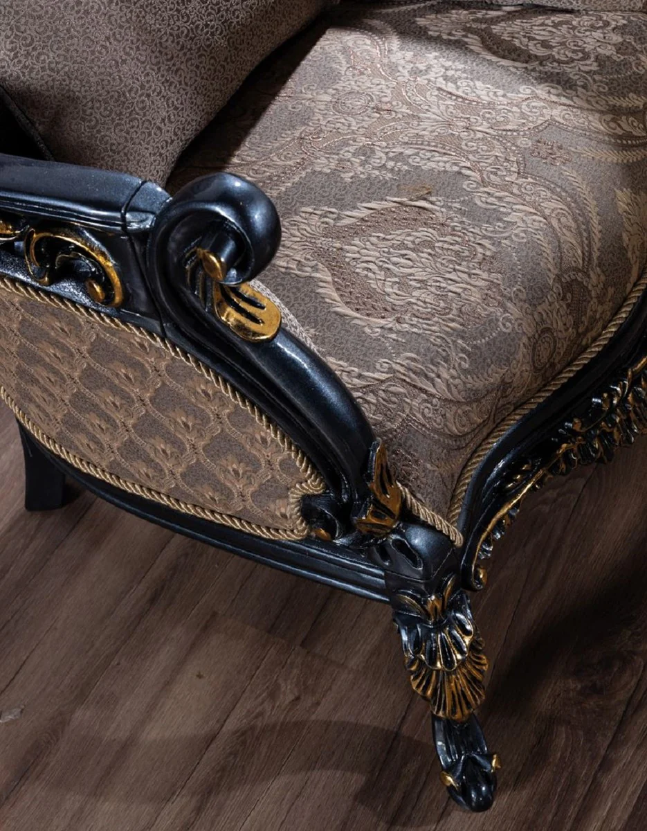 Luxury Baroque Living Room Set Gray / Blue / Gold - 2 Baroque Sofas & 2 Baroque Armchairs & 1 Baroque Coffee Table - Luxury Living Room Furniture in Baroque Style - Baroque Furniture - Noble & Magnificent
