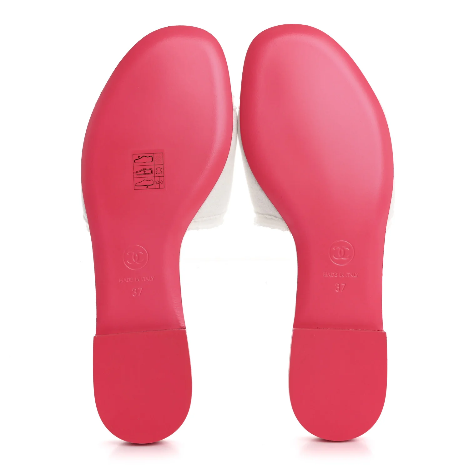 Jersey Knit CC Mules 37 White Fuchsia - Top Club