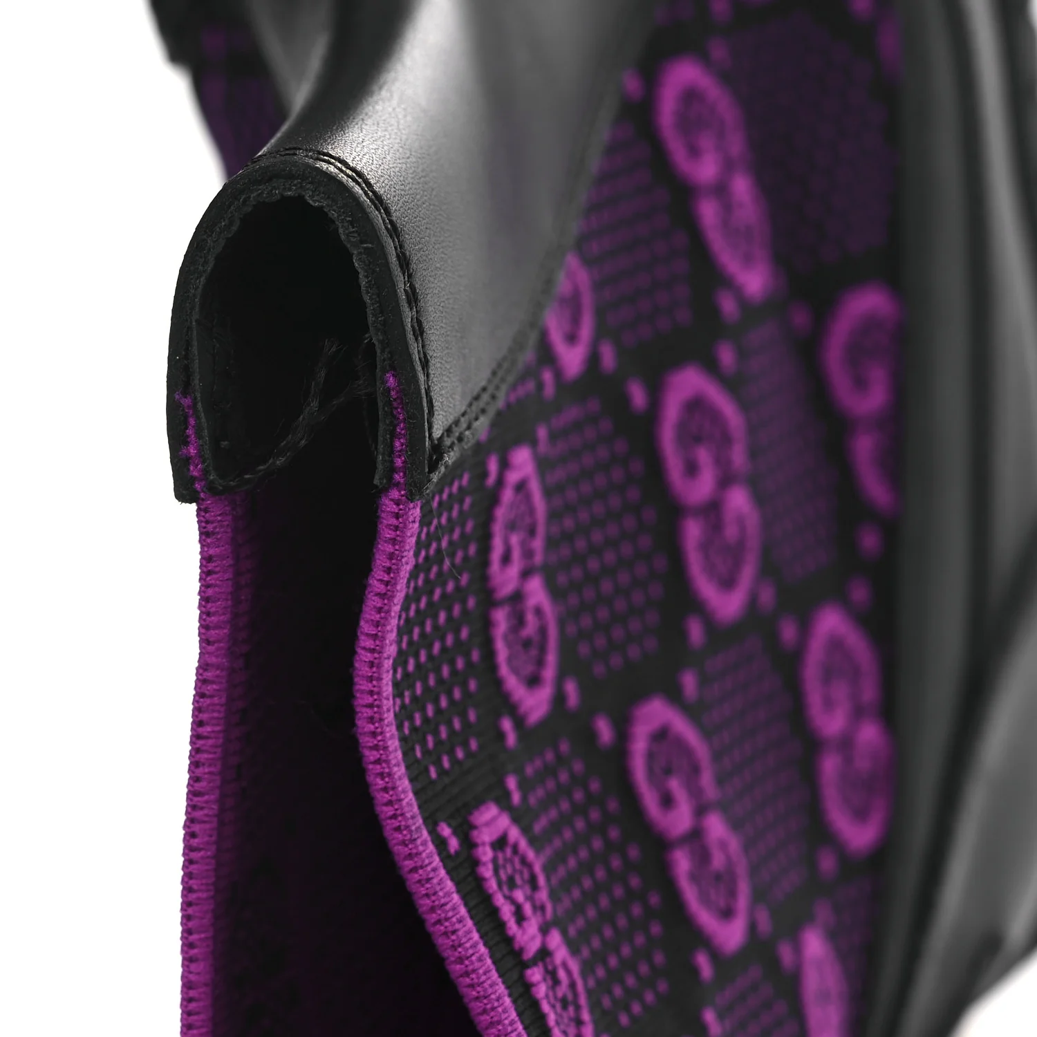 Quebec Calfskin Technical Jersey Knit GG Monogram Horsebit Ankle Boots 42 Black Fucsia - Top Club