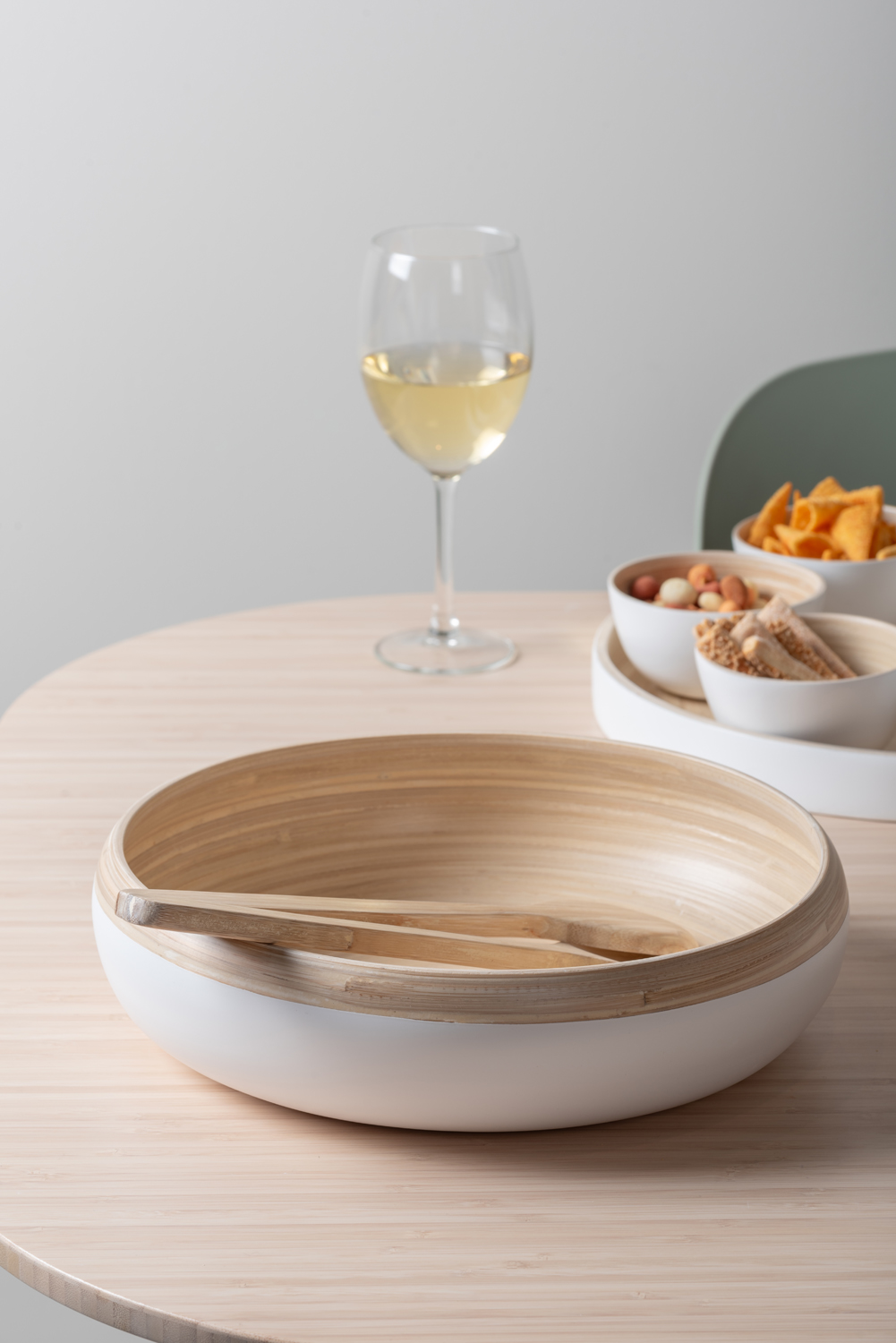 Salad bowl Puro sphere bamboo white
