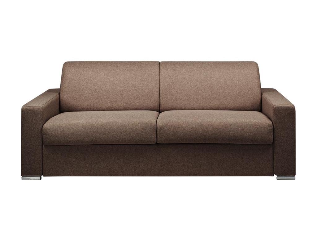Sofá cama de apertura rápida 4 plazas tela CALITO - Marrón - Cama 160 cm - Colchón 14 cm