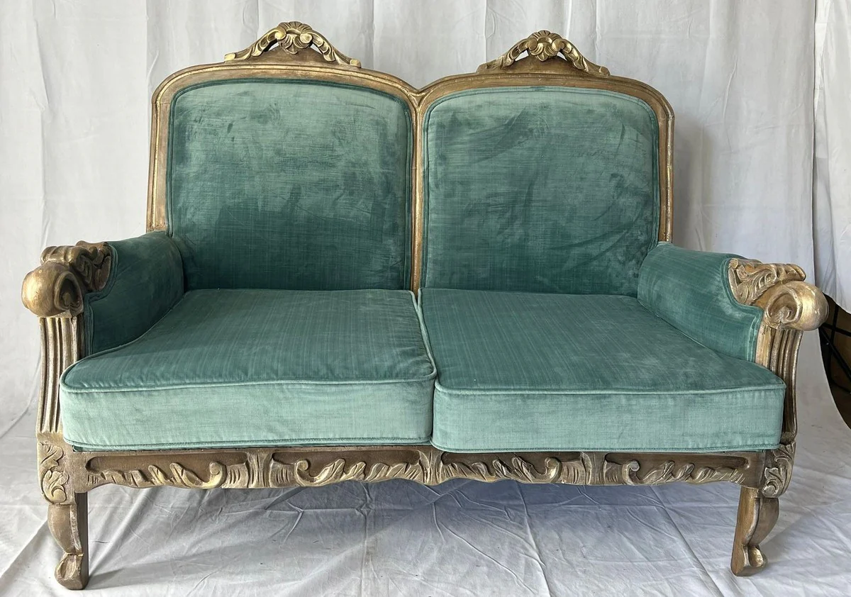 Luxury Baroque Sofa Green / Brown 120 cm - Baroque style furniture