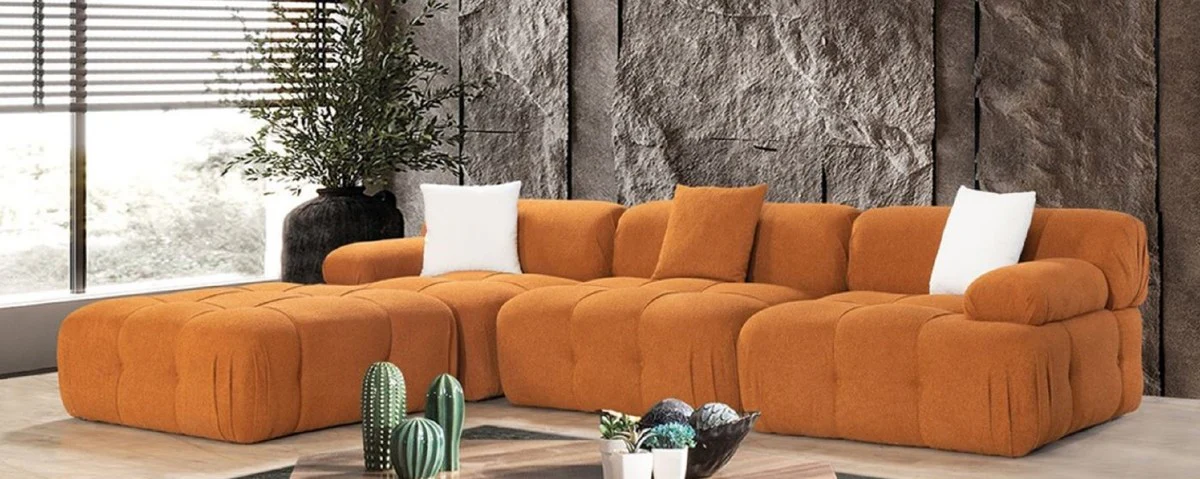 Luxury living room sofa brown 300 x 200 x H. 70 cm - Modular 4-piece corner sofa - Hotel sofa - Living room furniture - Hotel furniture - Luxury furniture