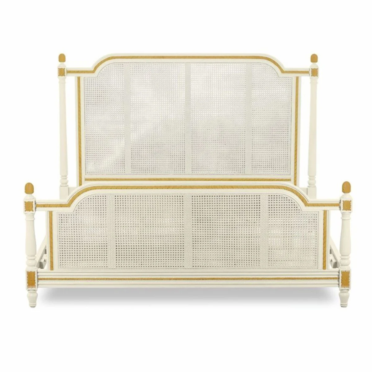 Luxury Baroque Double Bed Ivory/Gold - Baroque Style Bedroom Furniture