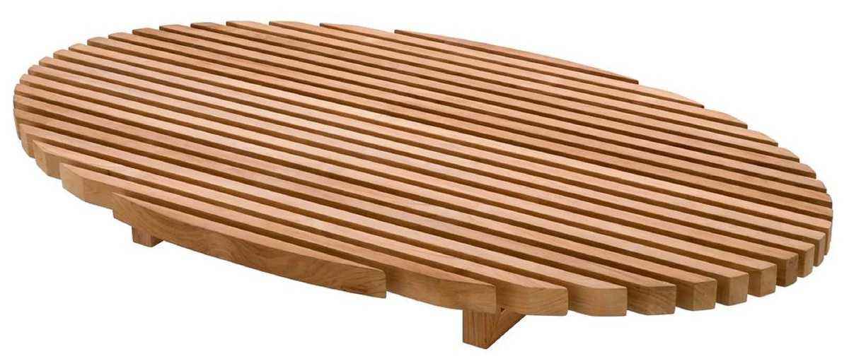 Luxury teak coffee table natural colors 170.5 x 99.5 x H. 21.5 cm - Oval teak living room table - Teak living room furniture - Solid wood furniture - Luxury furniture - Luxury furnishings