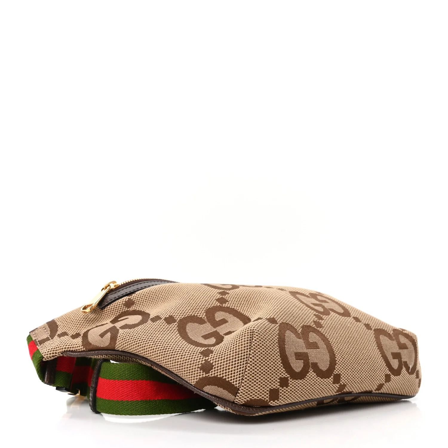 Monogram Jumbo GG Textured Dollar Calfskin Web Belt Bag Camel Ebony New Acero - Top Club
