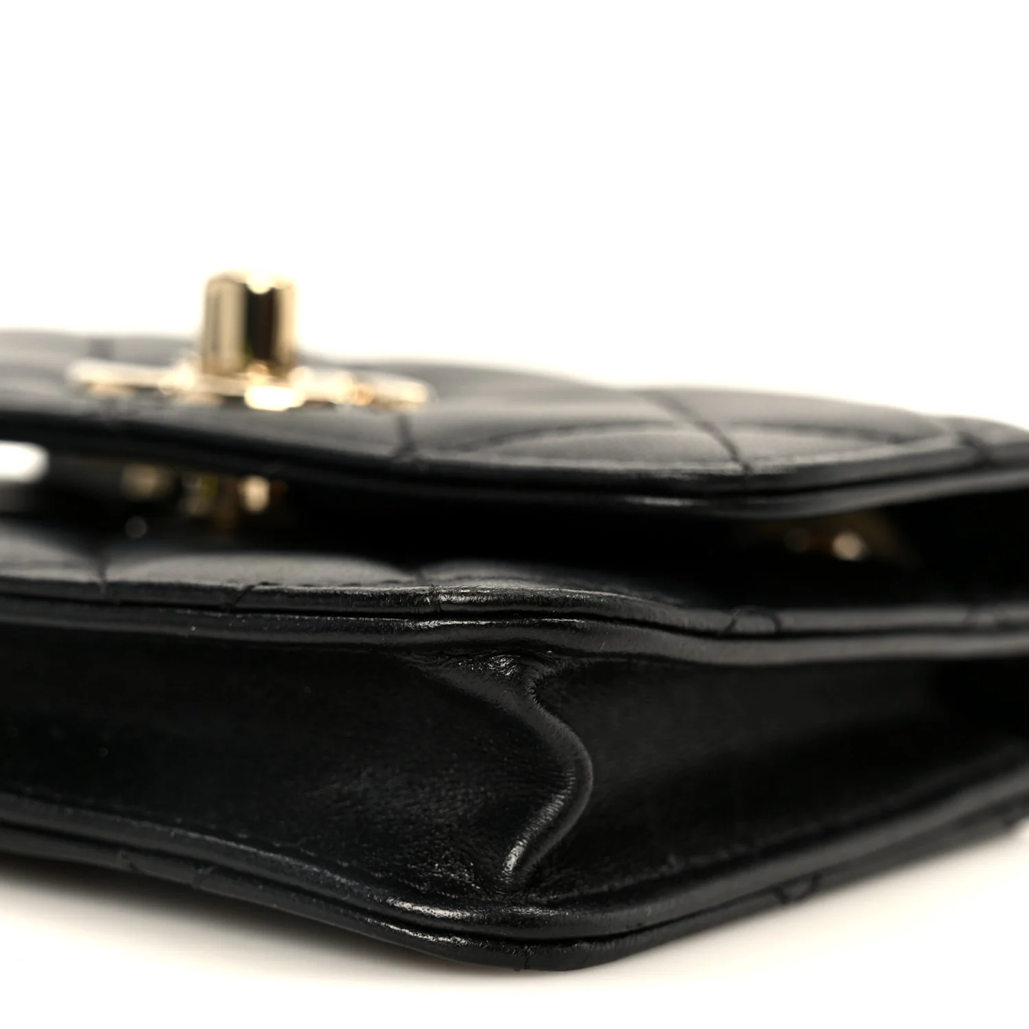 Lambskin Quilted Trendy CC Card Holder On Chain Black - Top Club
