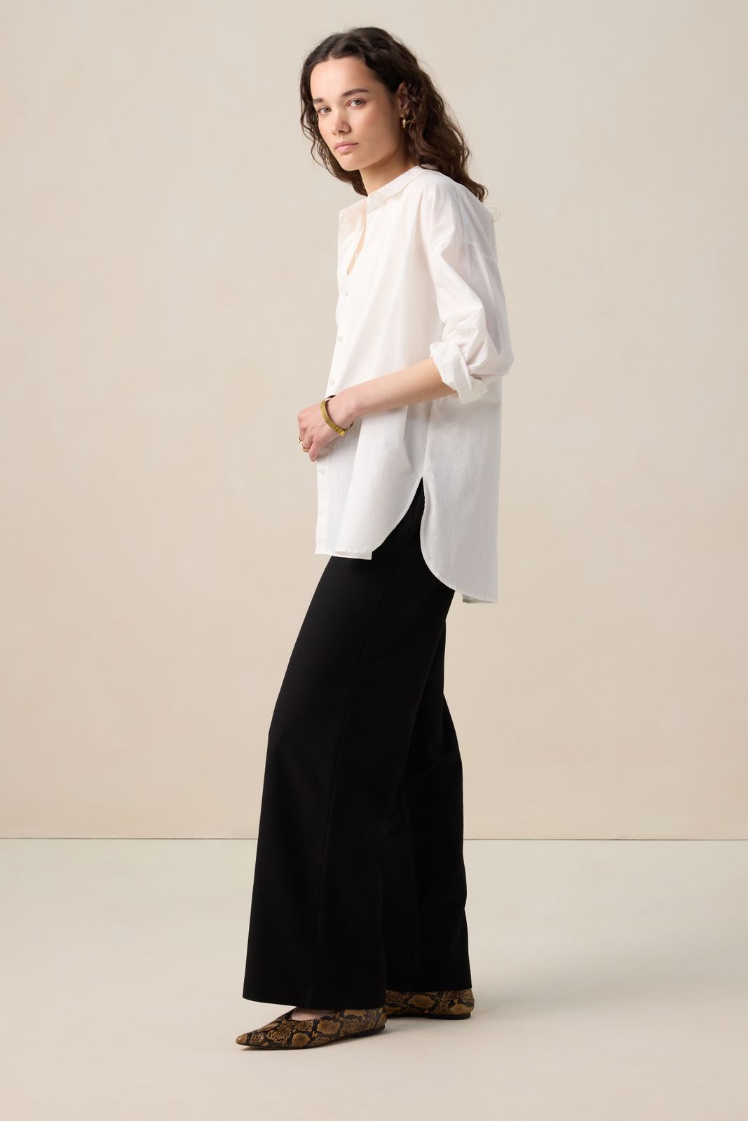 Zwarte high waist wide leg broek