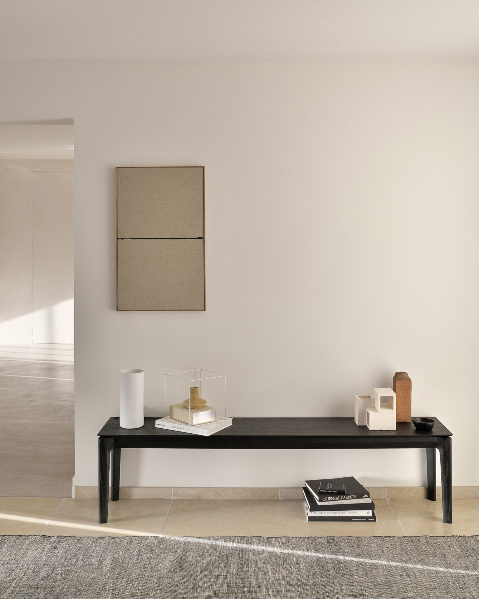 Bok bank - eiken zwart - 126cm