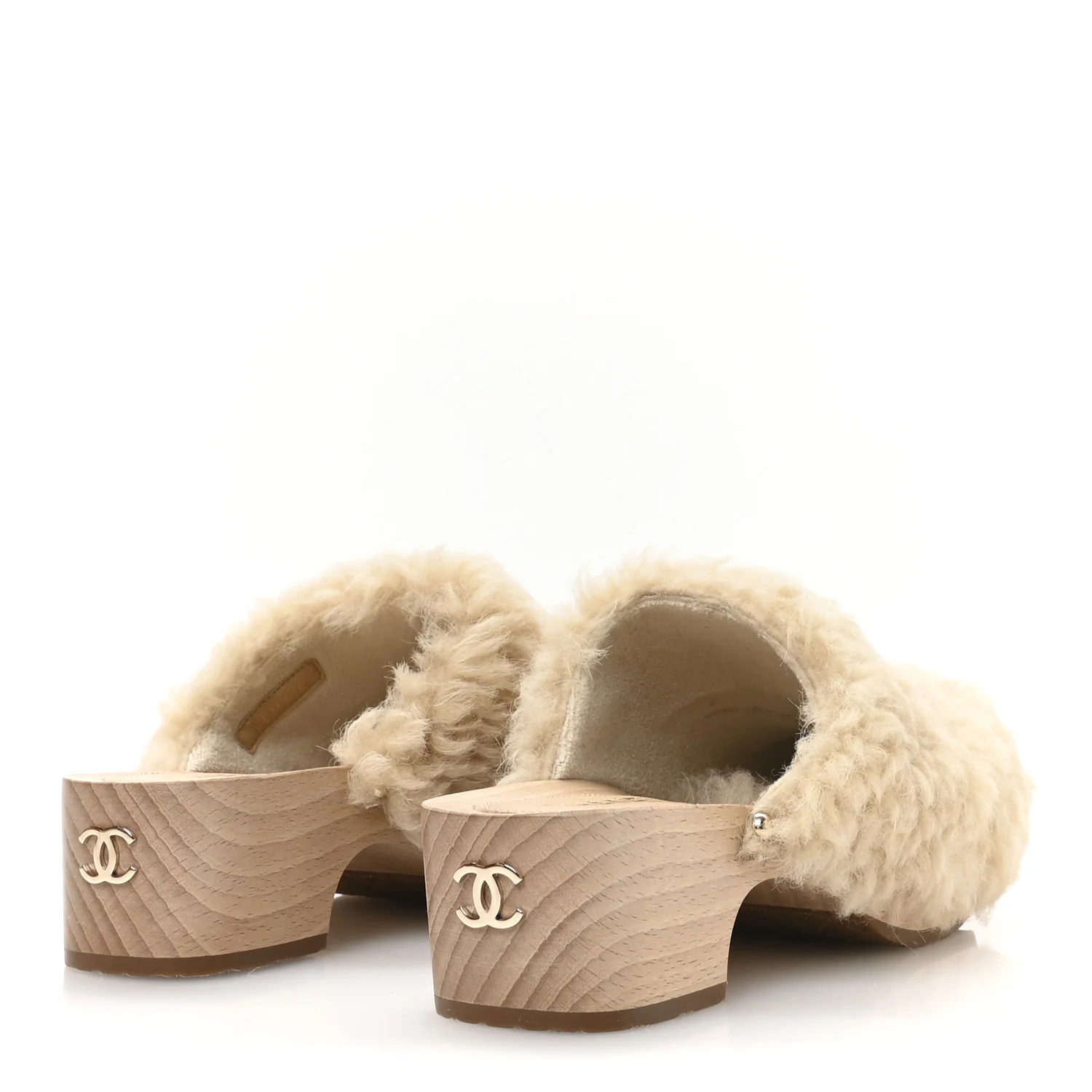 Shearling Lambskin Clogs 38 Beige - Top Club