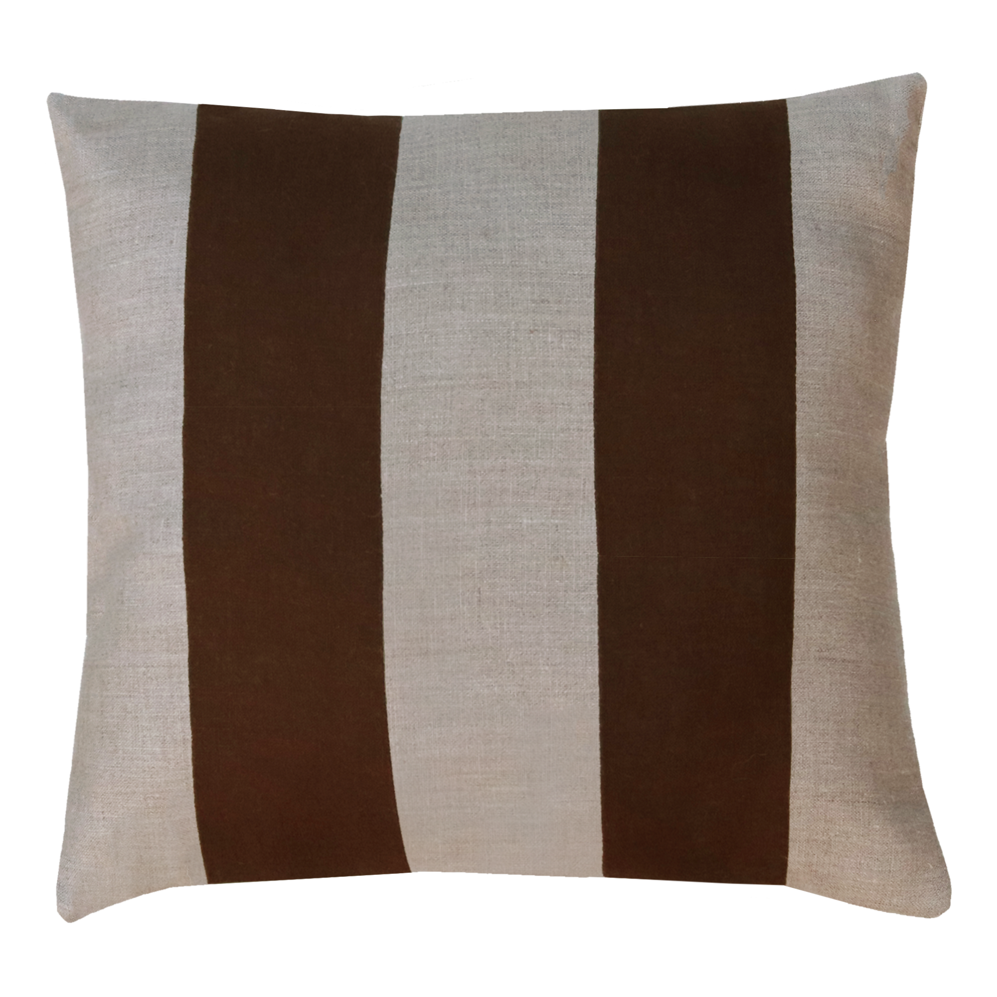 Sierkussen linnen streep dark chocolate zand 45x45 cm
