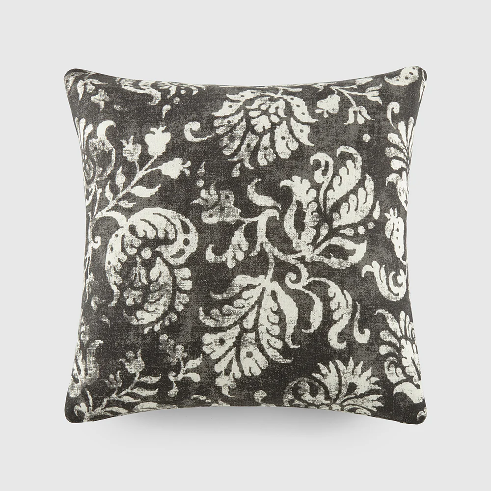 Distressed Floral Patterned Throw Pillow