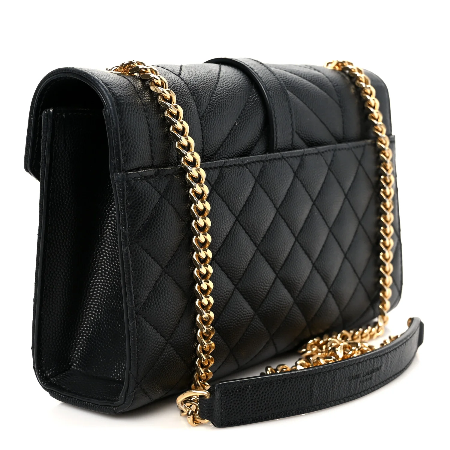 Grain De Poudre Textured Mixed Matelasse Triquilt Small Monogram Satchel Black - Top Club