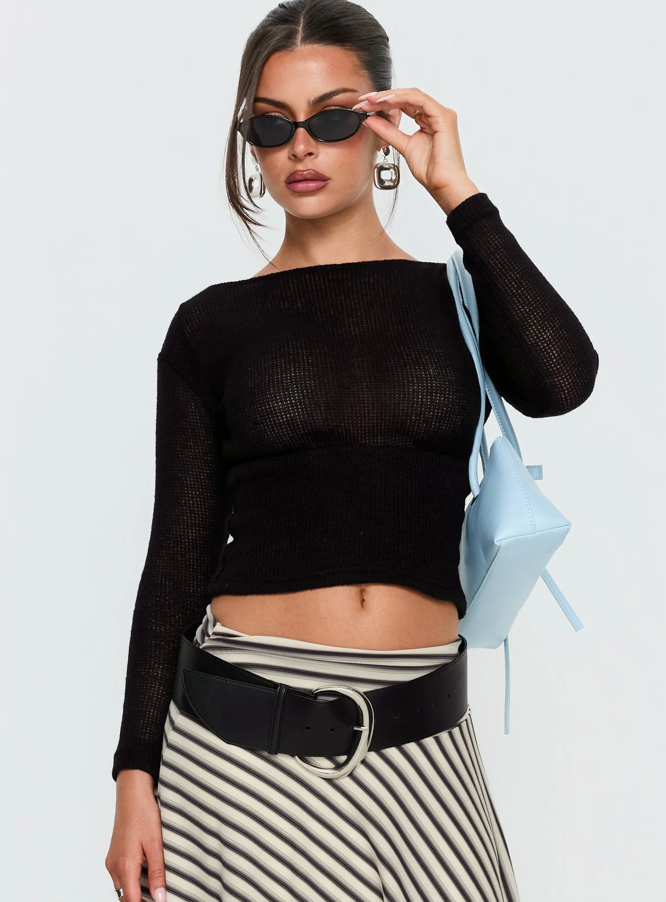 Eladia Cinched Long Sleeve Top Black