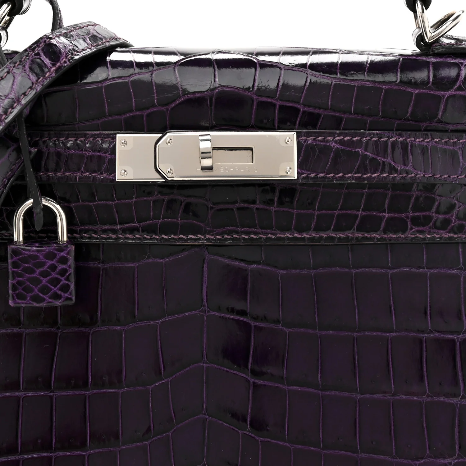 Shiny Niloticus Crocodile Kelly Sellier 28 Amethyst - Top Club