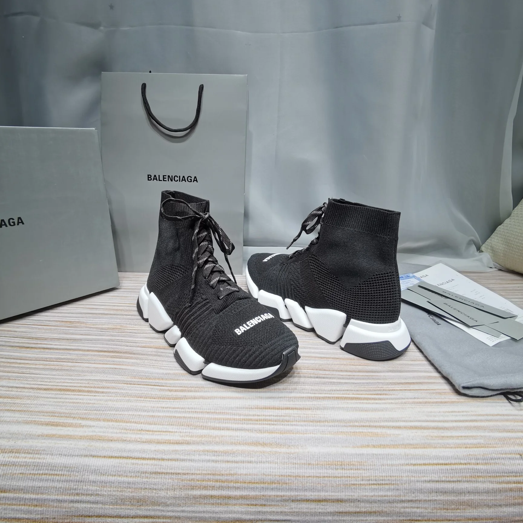 Balenciaga Unisex Black Sock Sneakers with Graffiti Sole Fashion Essential for Men and Women - Sneaker Replica Workshop