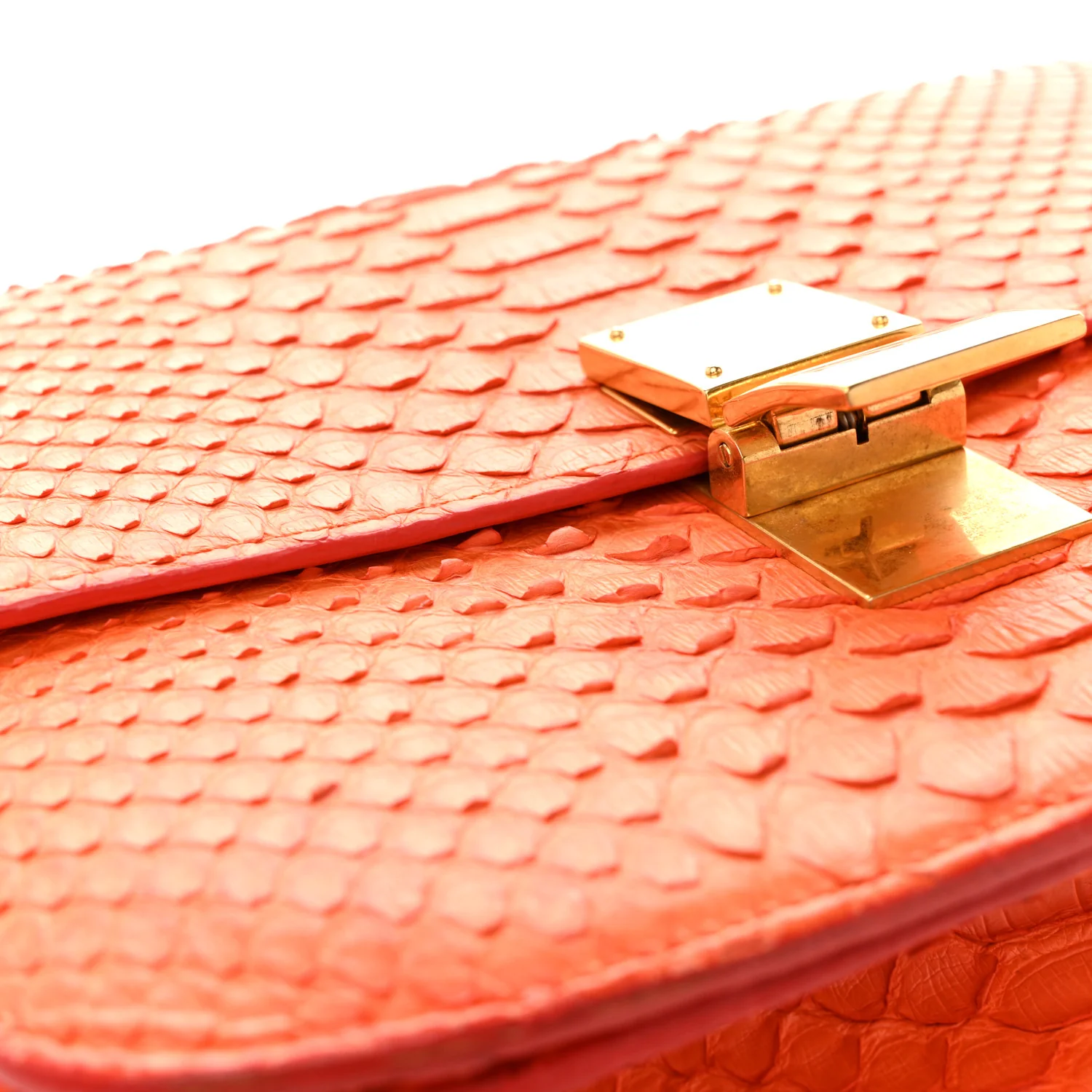 Snakeskin Medium Classic Box Flap Orange - Top Club