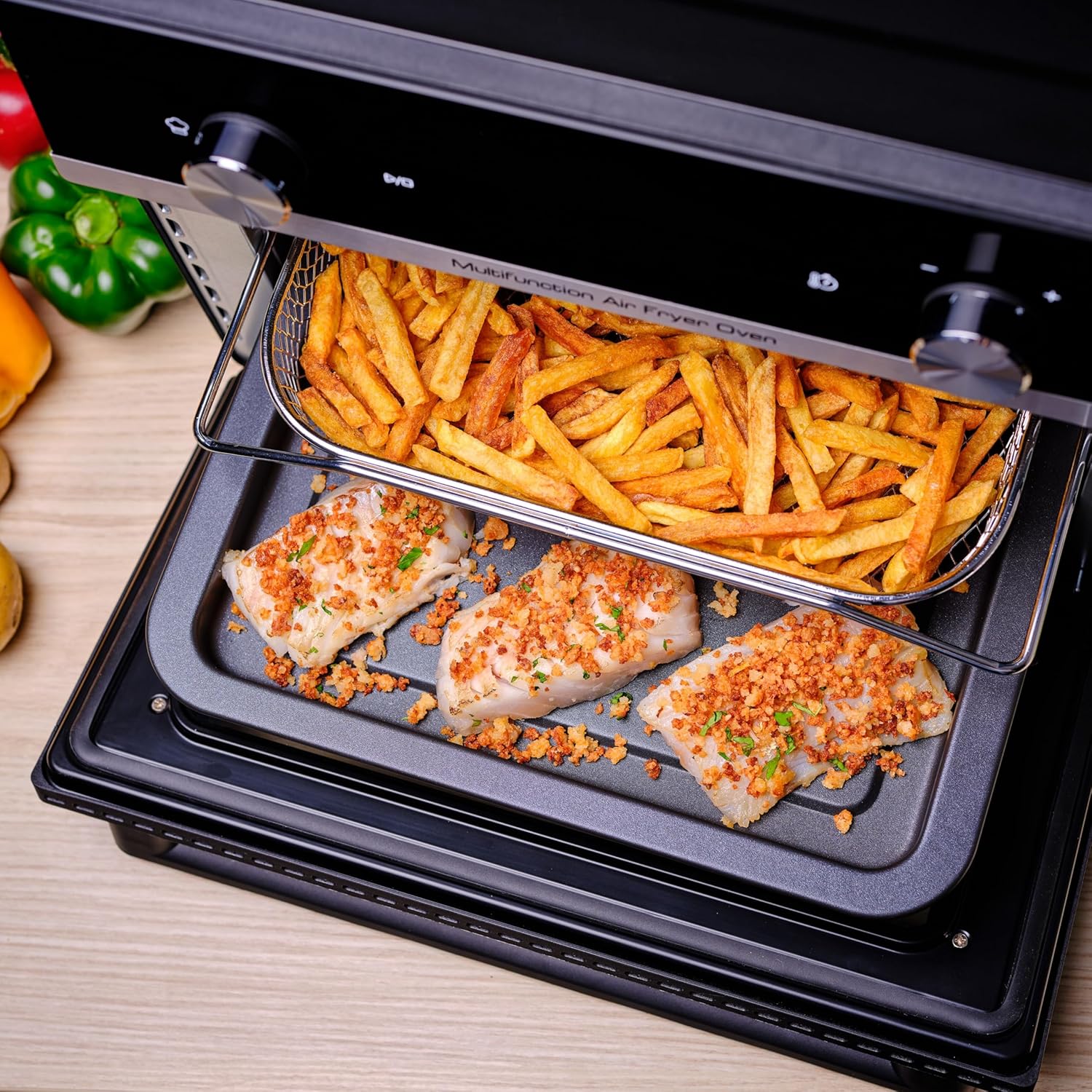 Moulinex Friggitrice ad Aria, 20 Litri, Easy Fry Multifunzione 10in1, Friggitrice senza Olio e Forno Elettrico, 10 Funzioni di Cottura, Capacità 6 Persone, Tecnologia Extra Crisp, AL6058