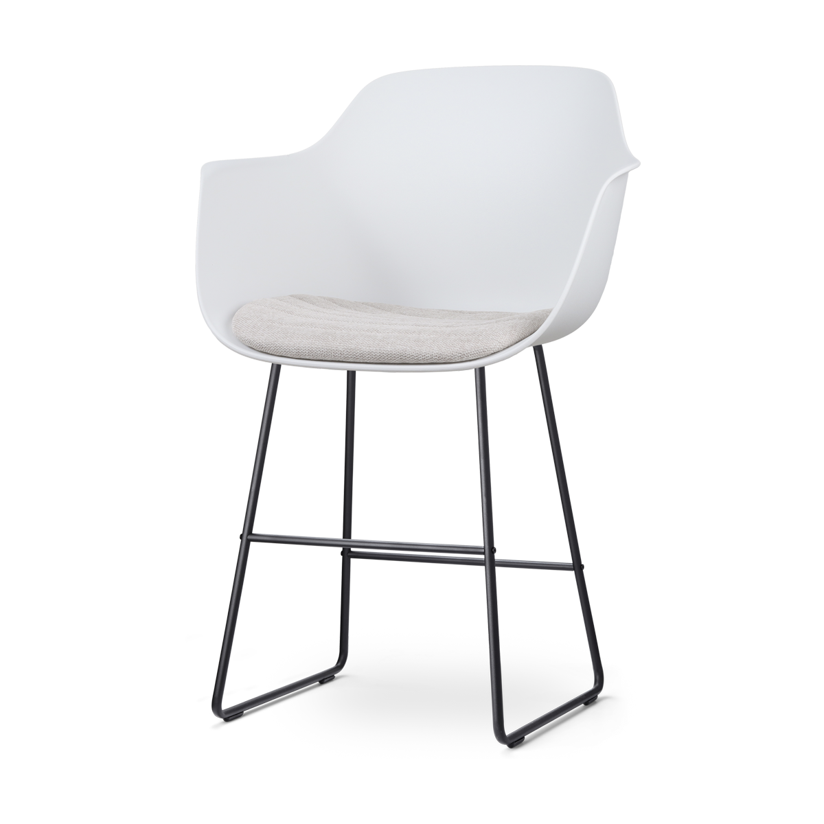 Barkruk Nino-Liz zwart onderstel met armleuningen en zitkussen (zithoogte 65 cm) Beige zitkussen