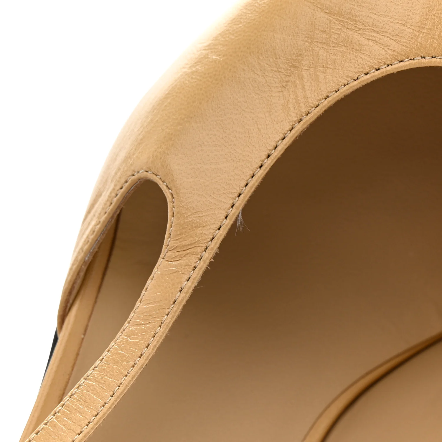 Goatskin Grosgrain Cap Toe CC Slingback Pumps 41 Beige Black - Top Club