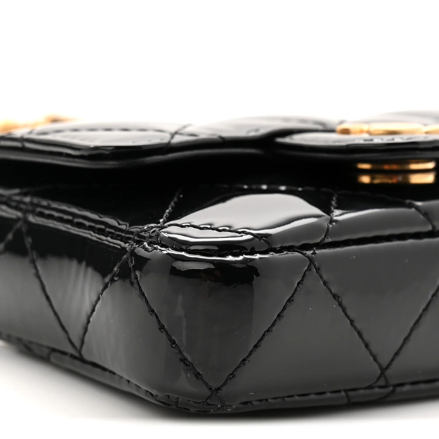 Patent Enamel Quilted Coco Hearts Clutch With Chain Black - Top Club