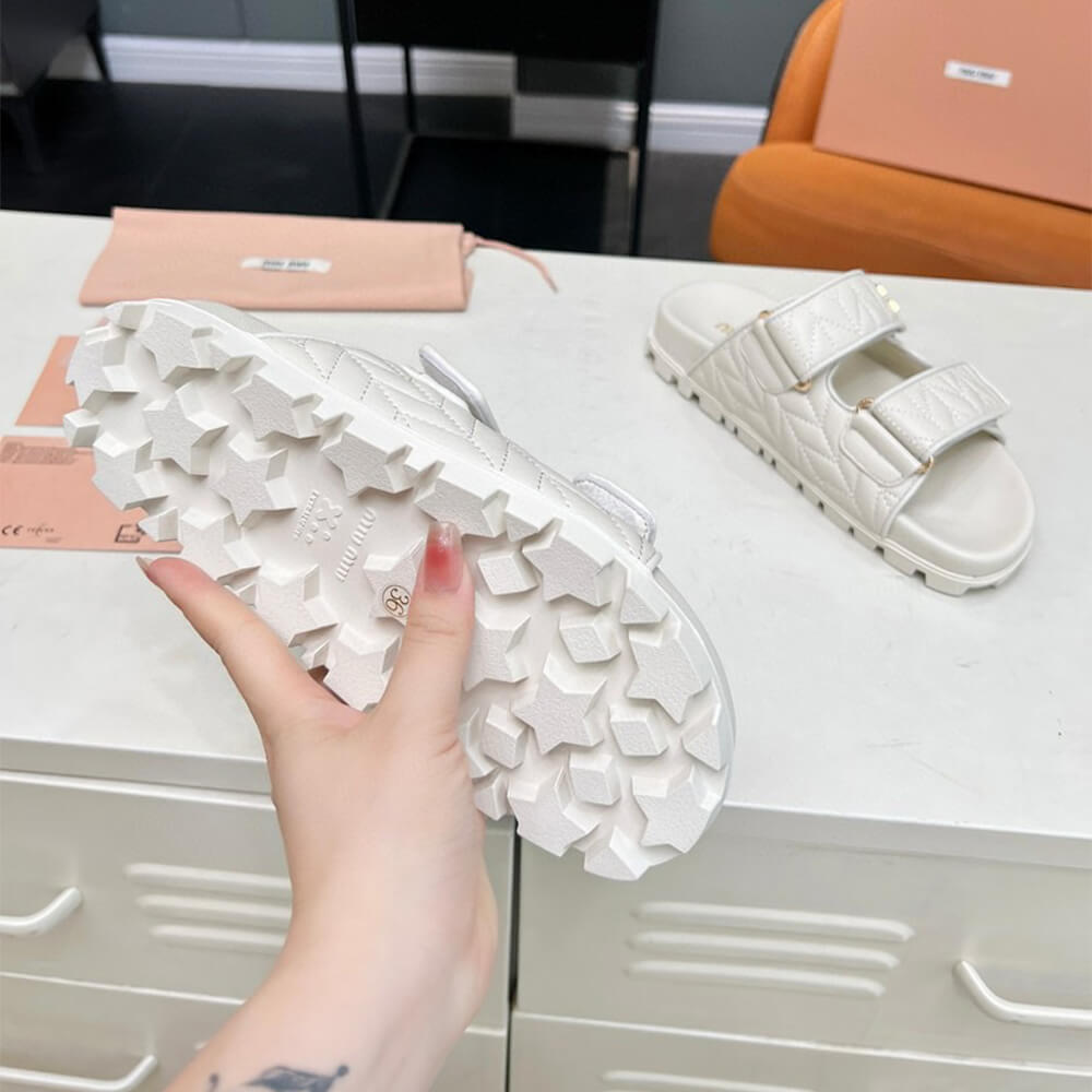 MiuMiu Matelass?? nappa leather slides - Top Club