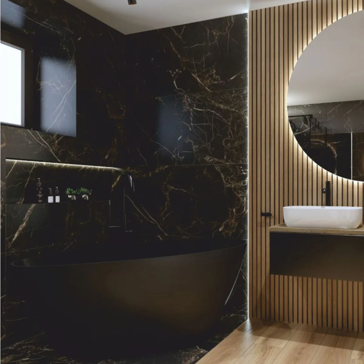 Freestanding luxury bathtub matt black 150 cm - bathroom interior