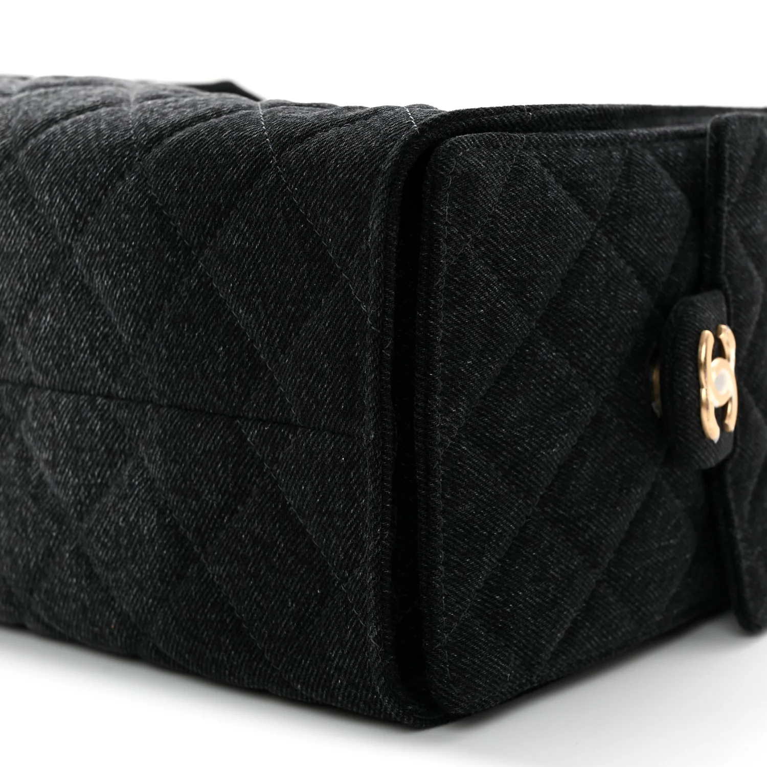 Washed Denim Quilted Small Chanel 25 Handbag Black - Top Club