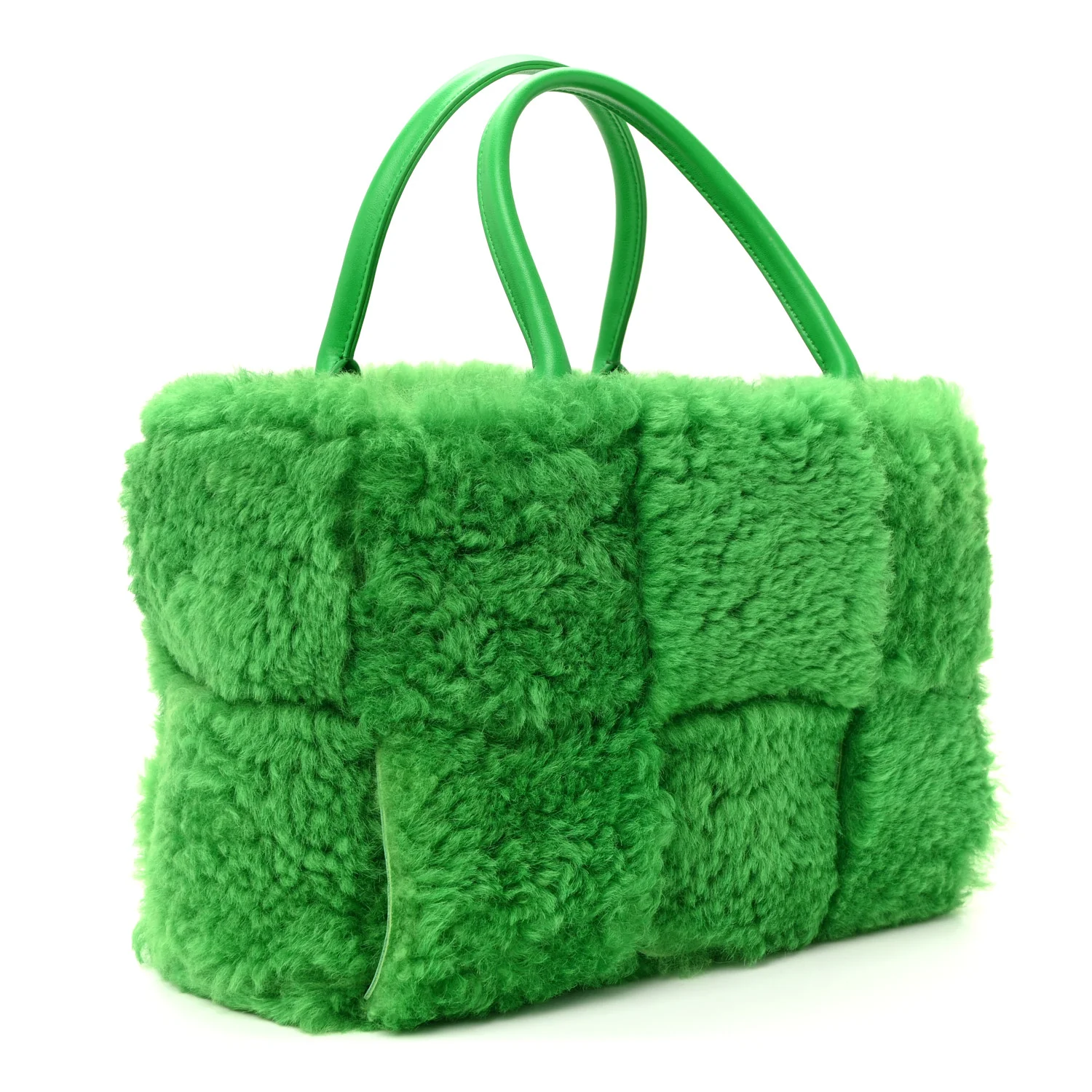 Shearling Small Intrecciato Arco Tote Parakeet - Top Club