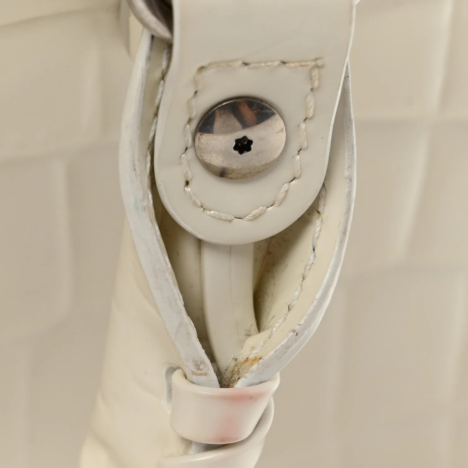 Semi Shiny Calfskin Crocodile Embossed Neo Classic Silver Hardware Nano City Crossbody White - Top Club
