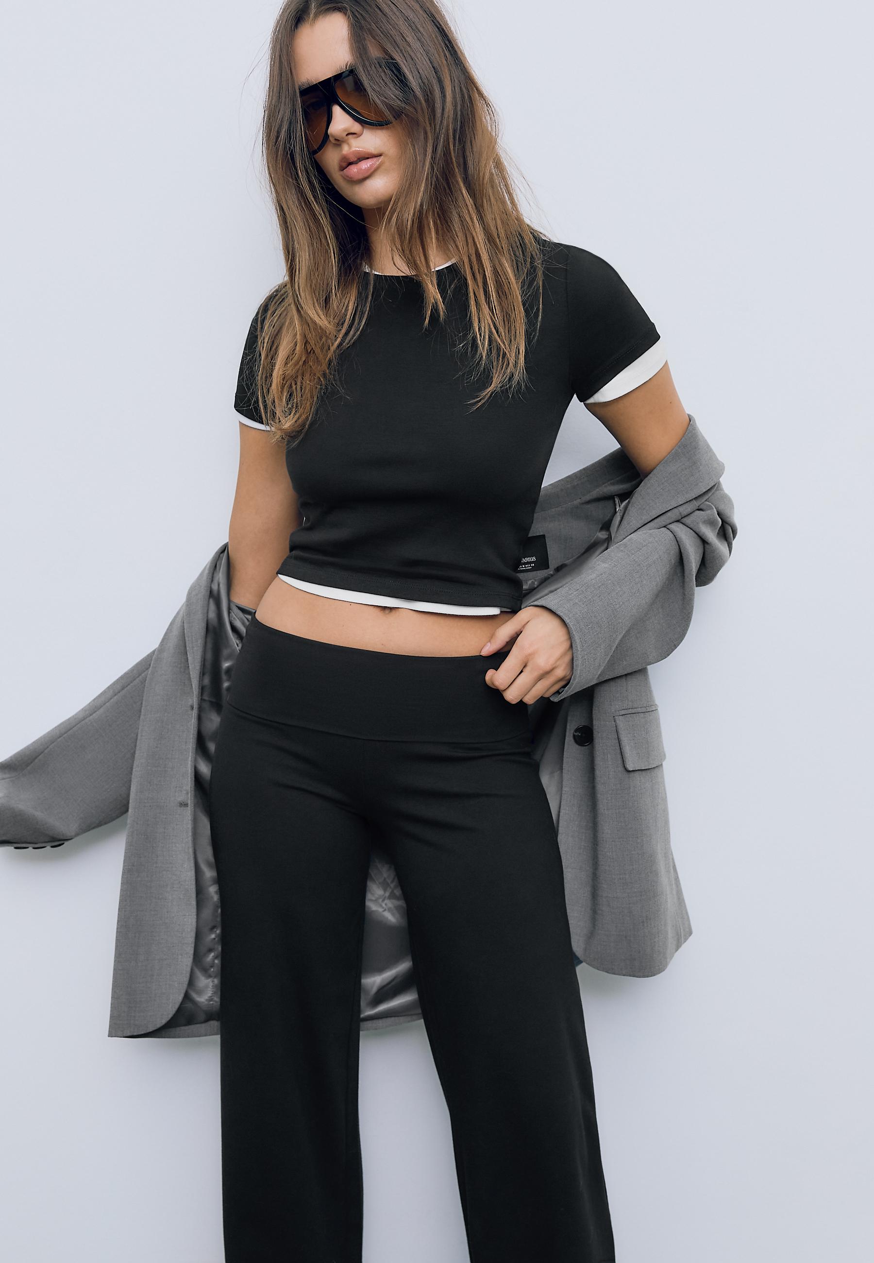 MESH TROUSERS WITH FOLD-OVER WAIST