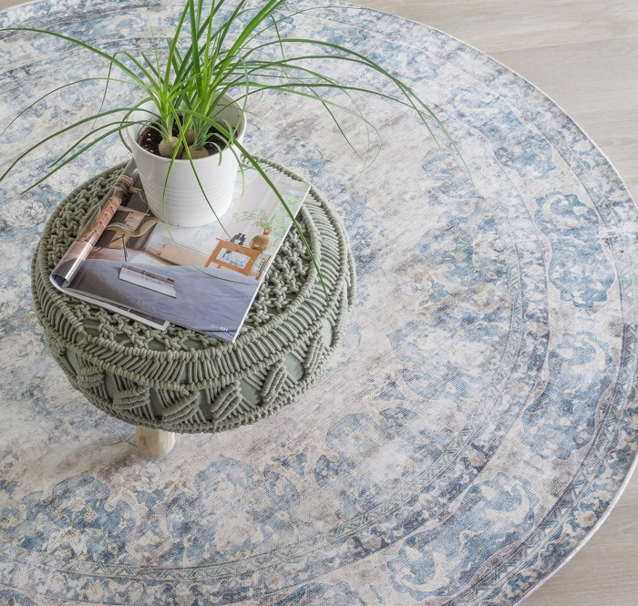 Vloerkleed Viola Blue rond ⌀120 cm