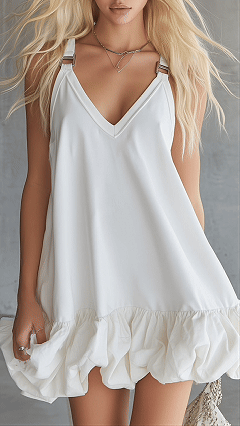 Women's Elegant Casual Solid-Color V-Neck Ruffled Mini Dress - Nordfashionstorm - Women's Clothing, Fashion for You - Nordfashionstorm.com