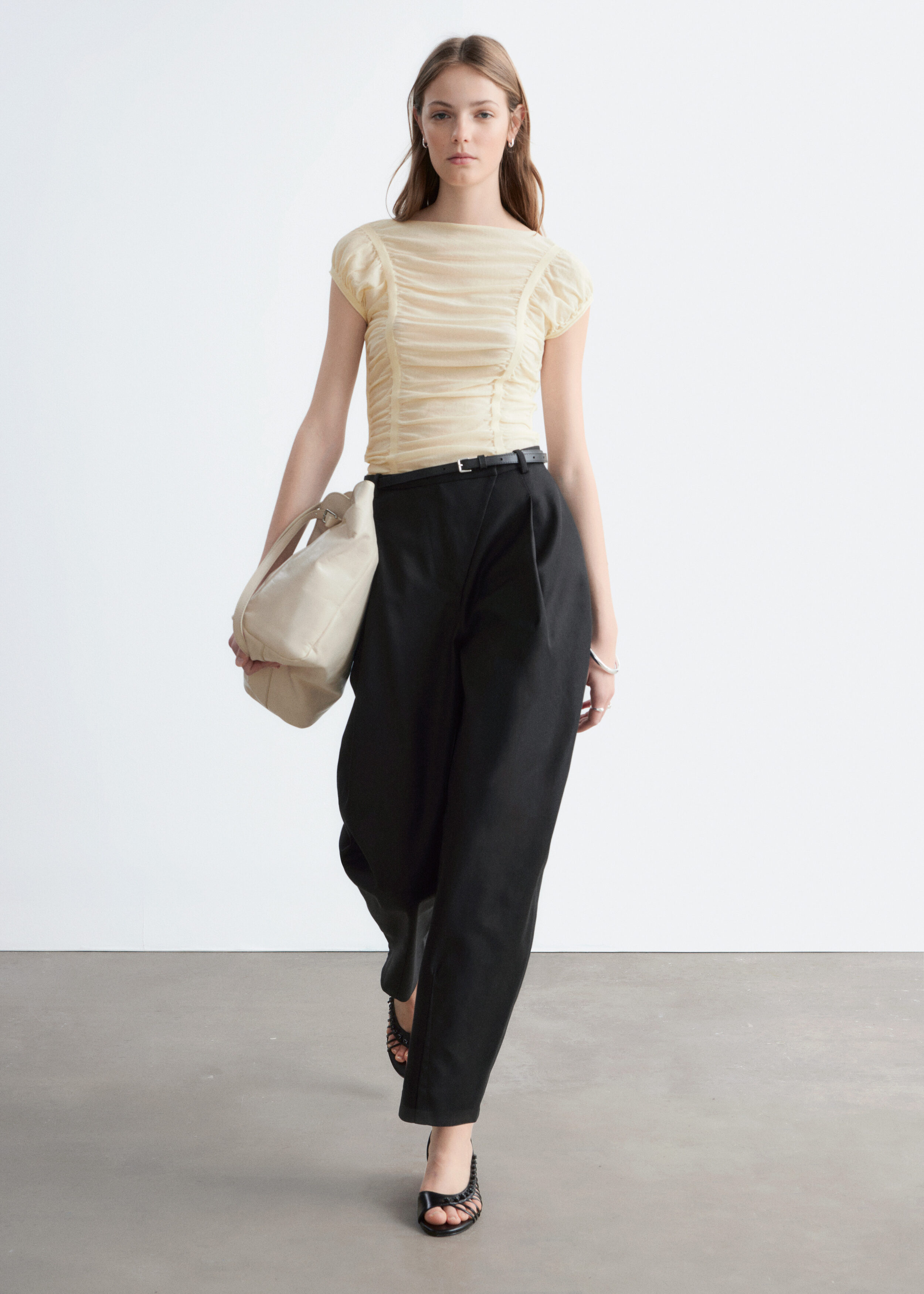 & Other Stories RUCHED CAP-SLEEVE TOP