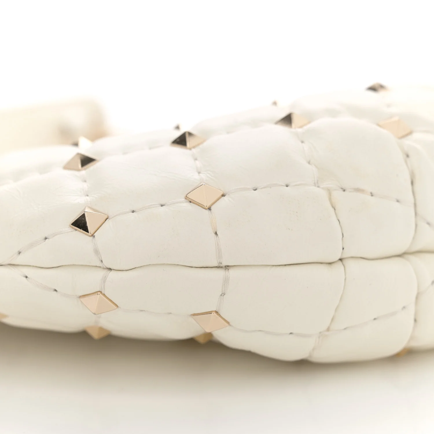 Nappa Small Rockstud Spike Hobo Ivory - Top Club